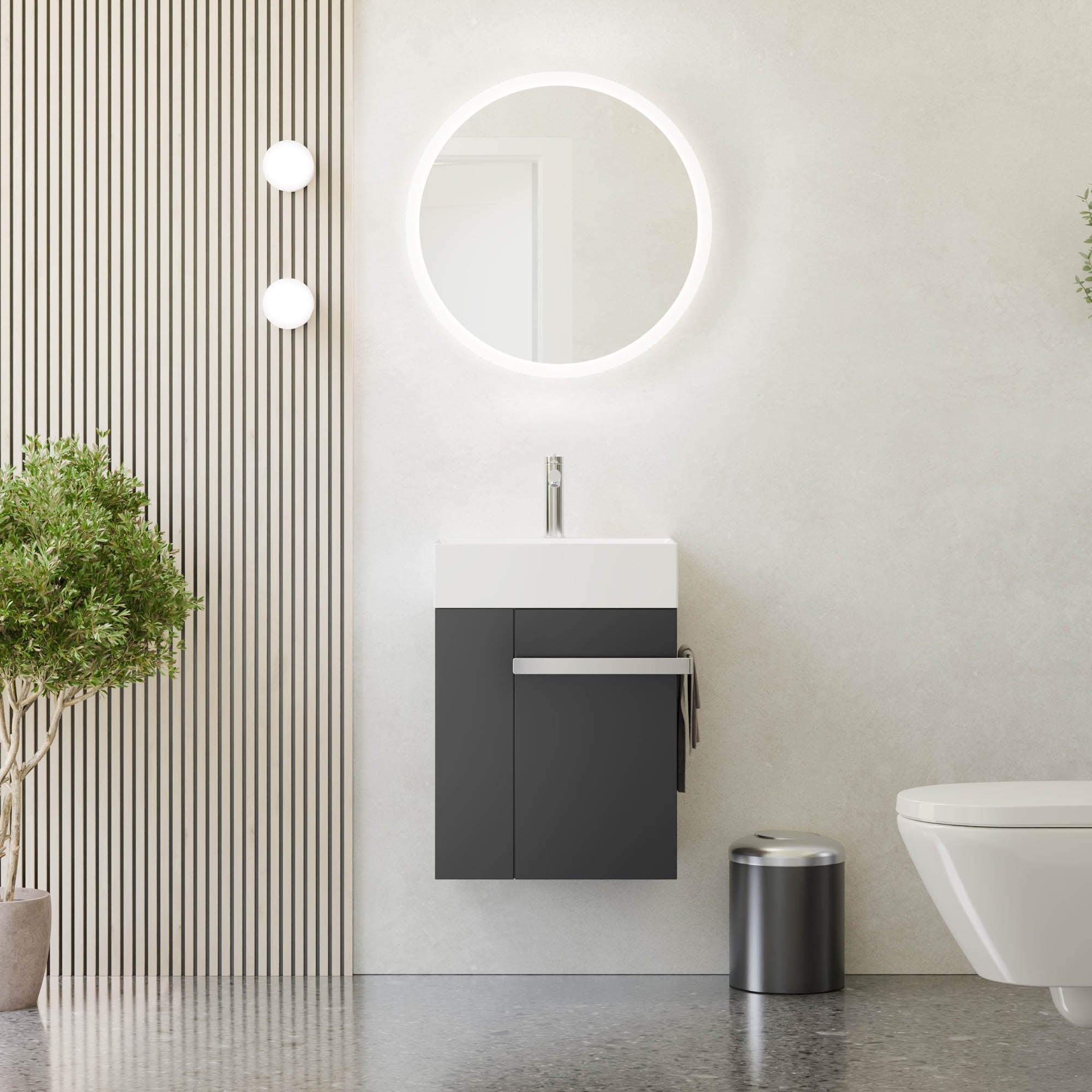 Ensemble de meubles de salle de bain pour WC invités COMPACT 45 cm avec lavabo