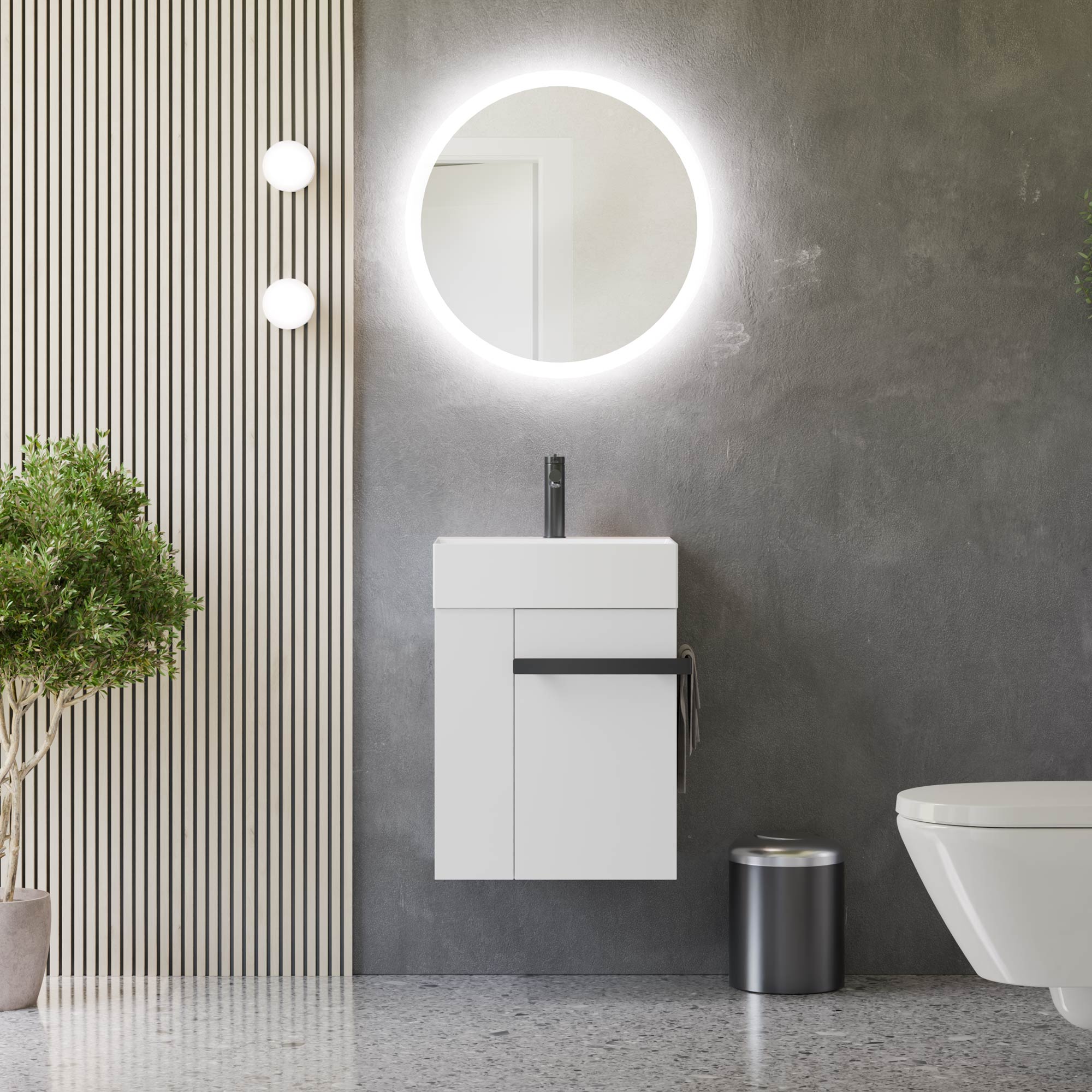 Ensemble de meubles de salle de bain pour WC invités COMPACT 45 cm avec lavabo