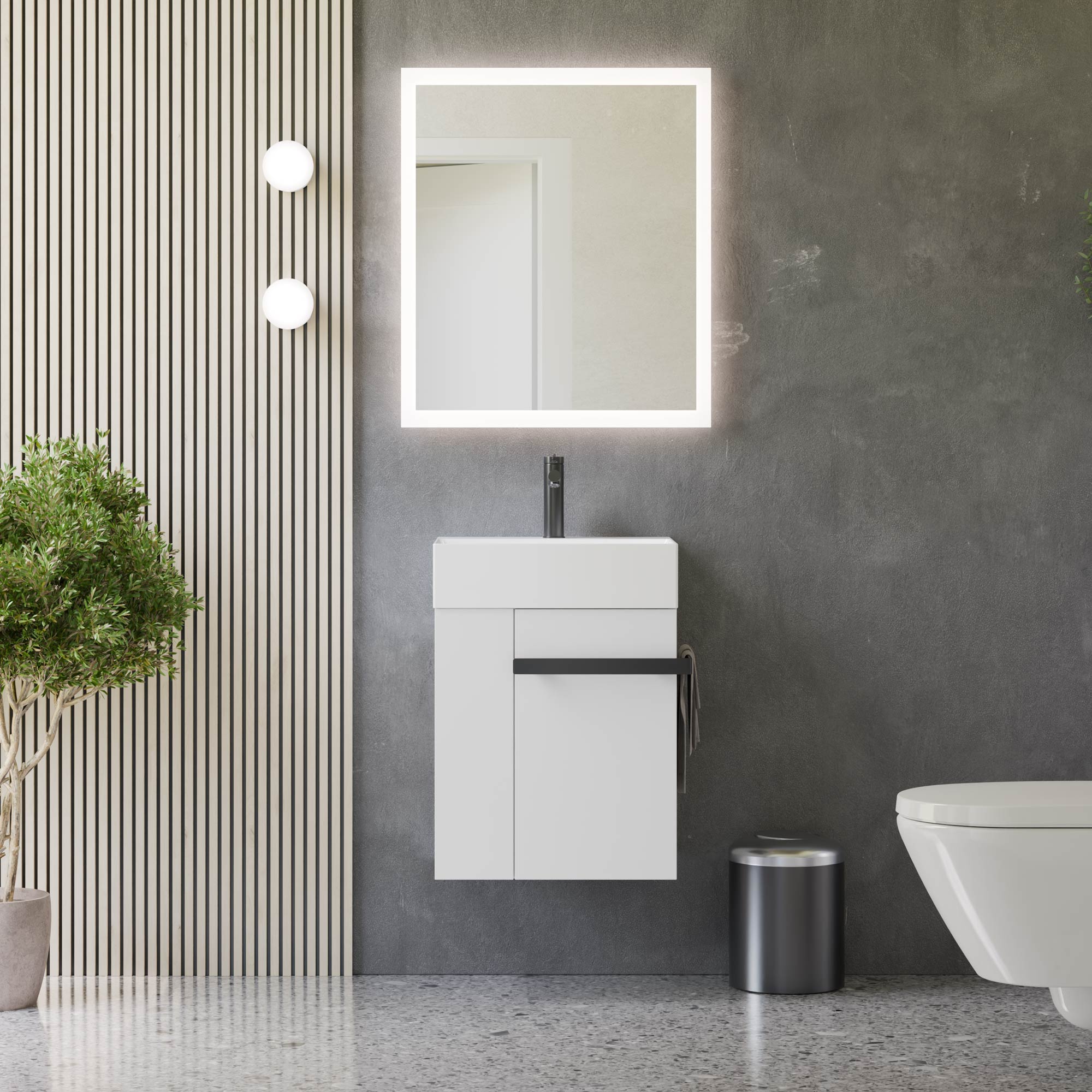 Ensemble de meubles de salle de bain pour WC invités COMPACT 45 cm avec lavabo