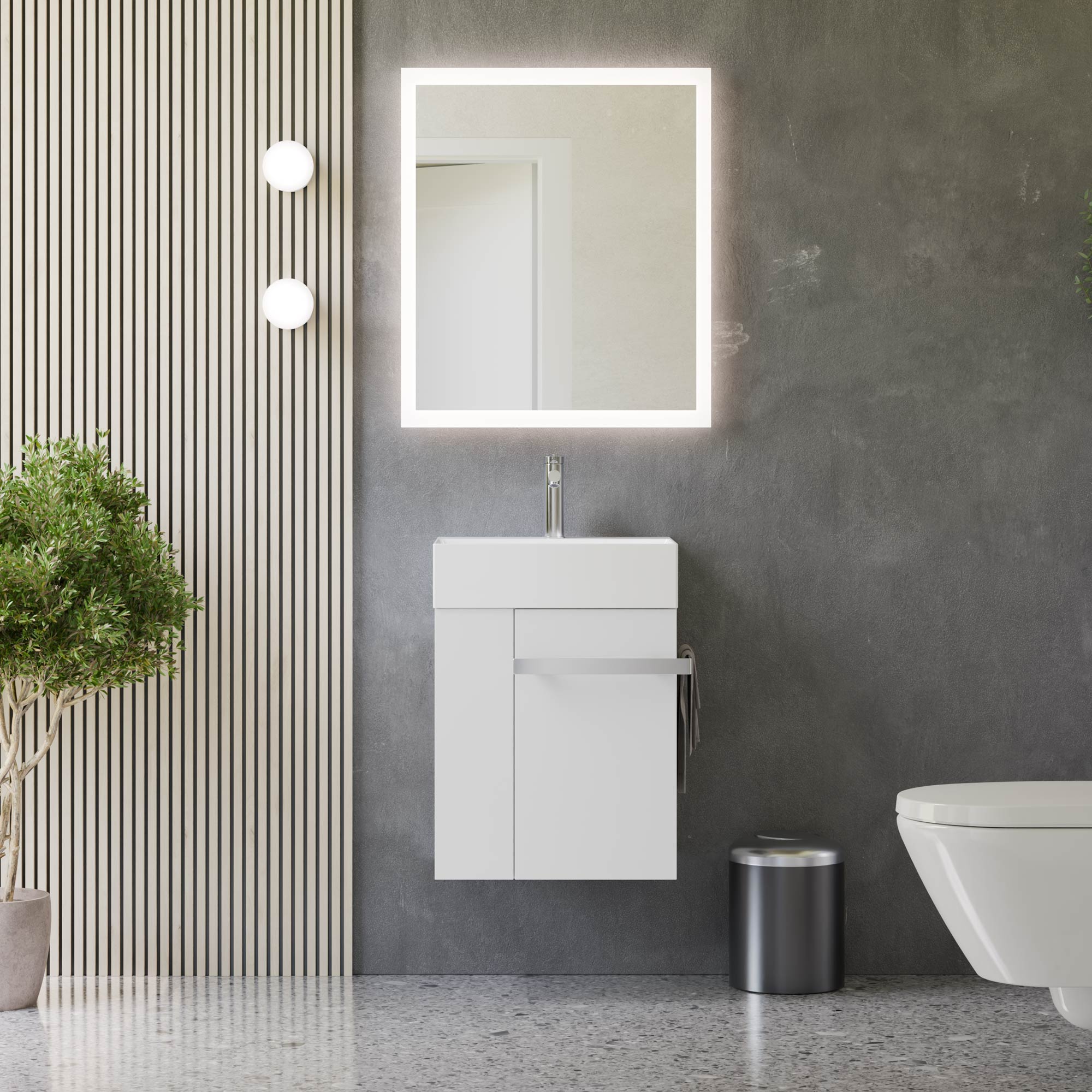 Ensemble de meubles de salle de bain pour WC invités COMPACT 45 cm avec lavabo