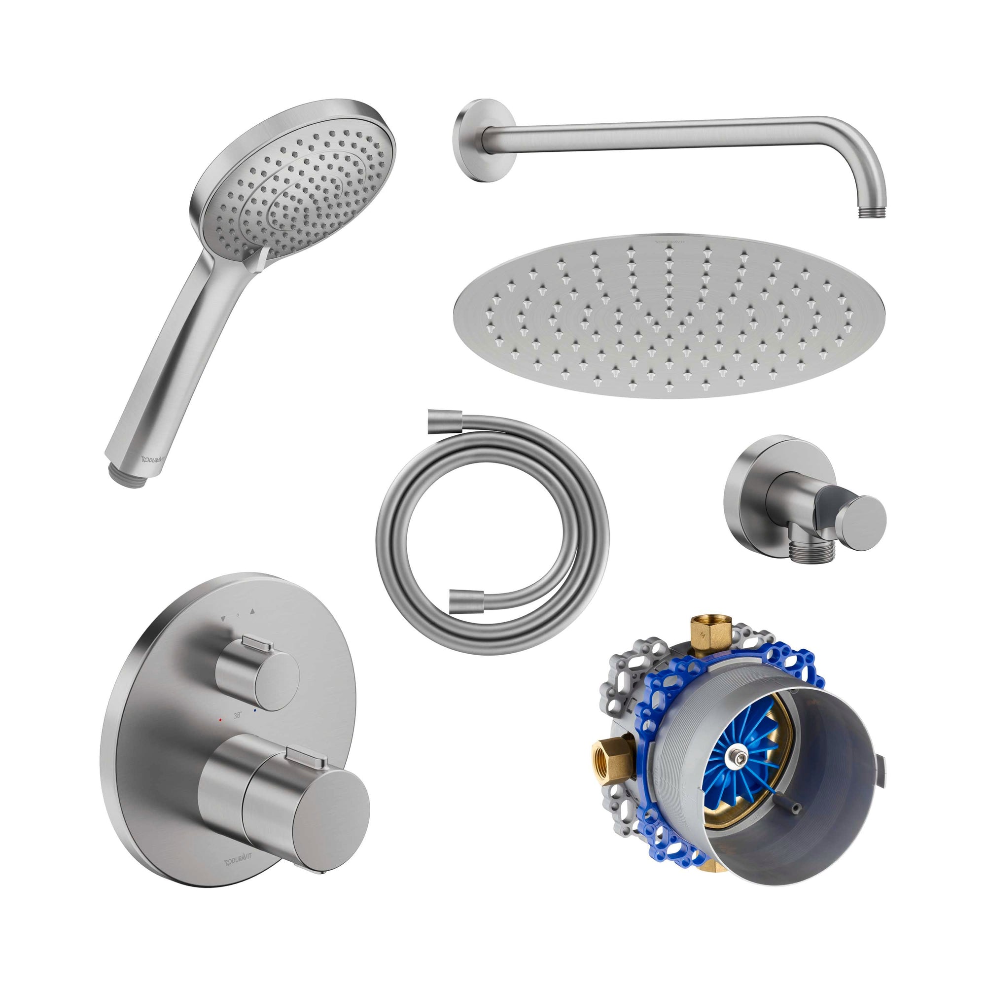 Système de douche encastré Duravit avec thermostat et pomme de douche