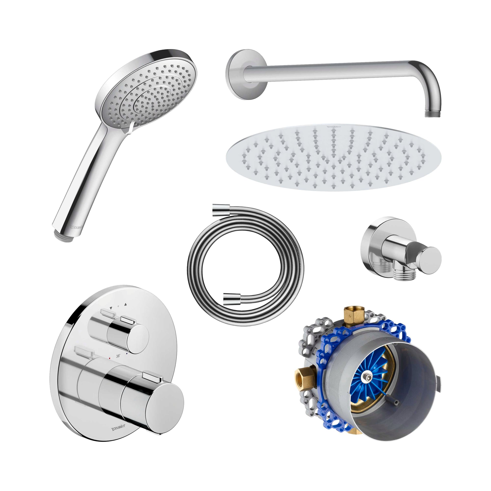 Système de douche encastré Duravit avec thermostat et pomme de douche