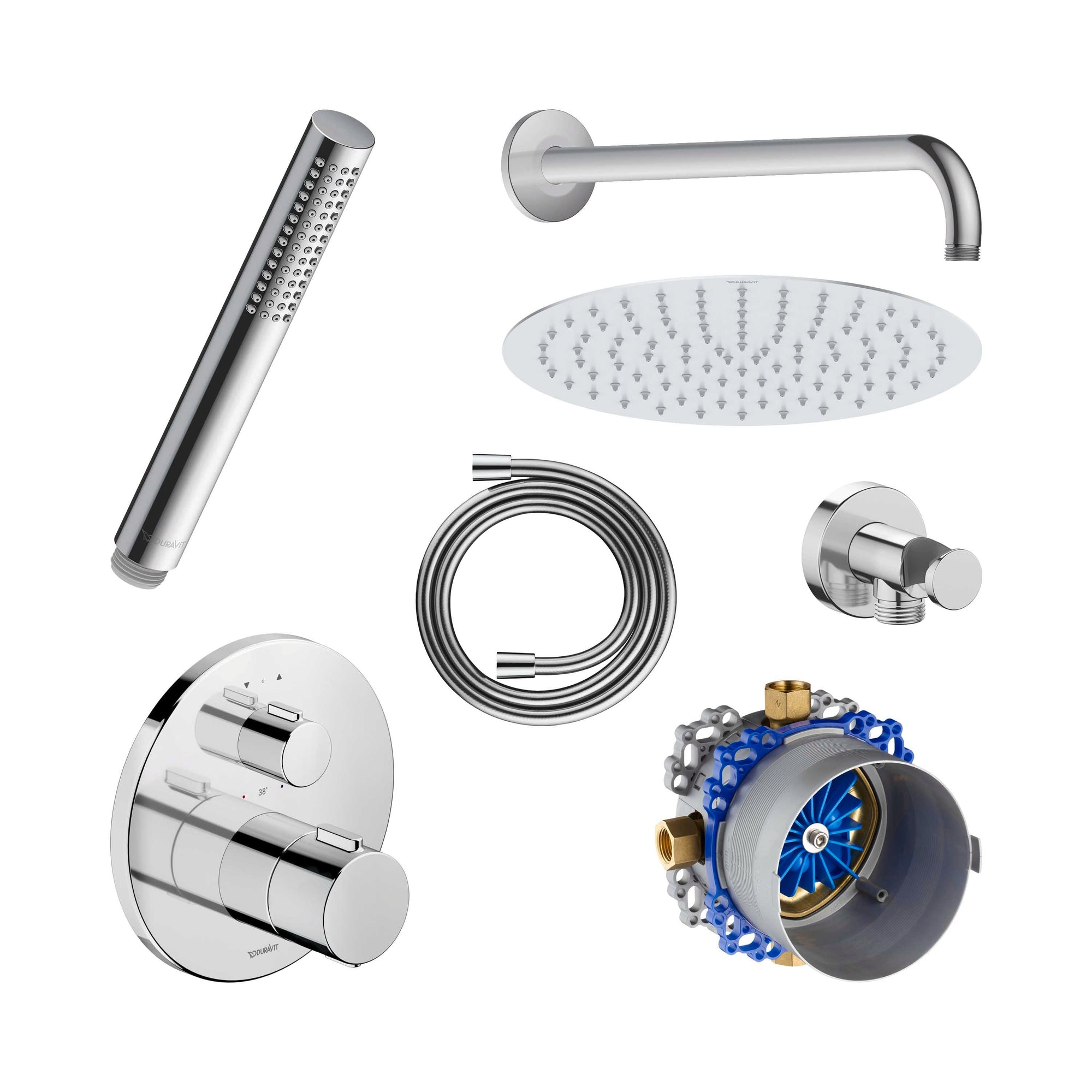 Système de douche encastré Duravit avec thermostat et pomme de douche