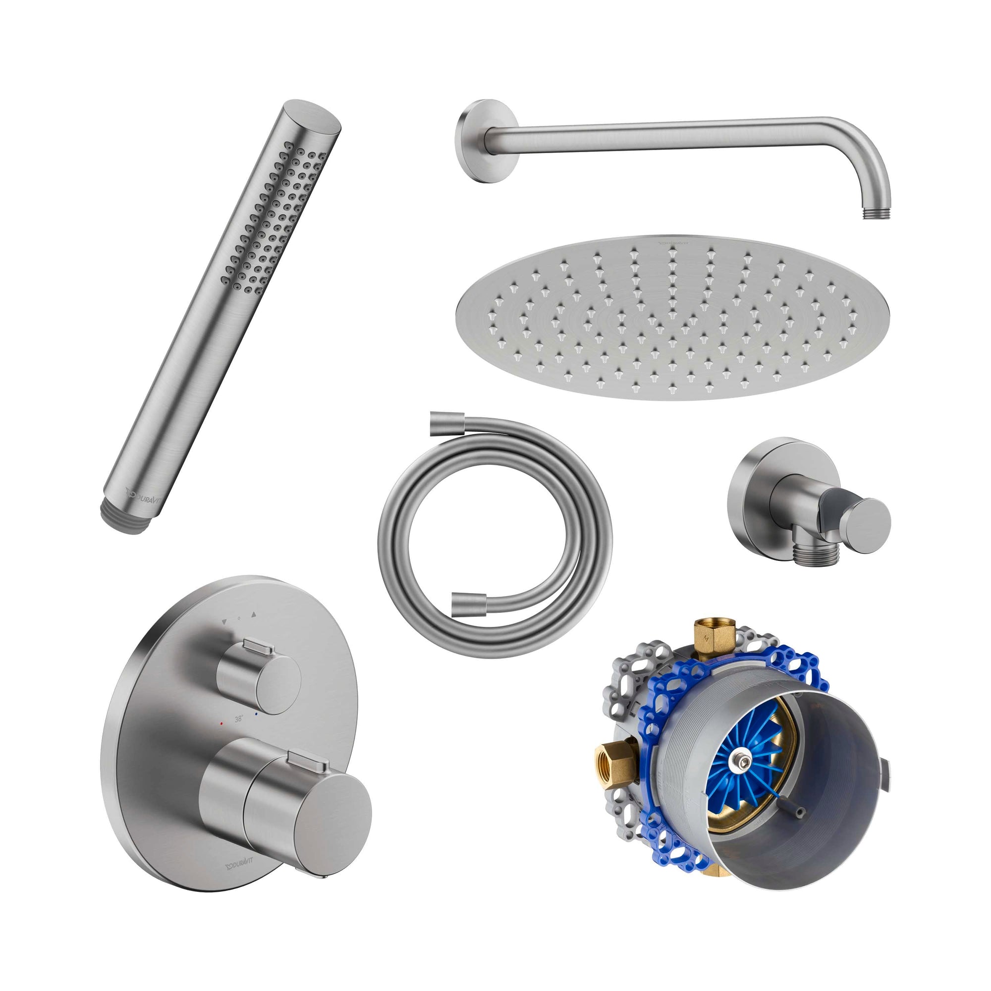 Système de douche encastré Duravit avec thermostat et pomme de douche