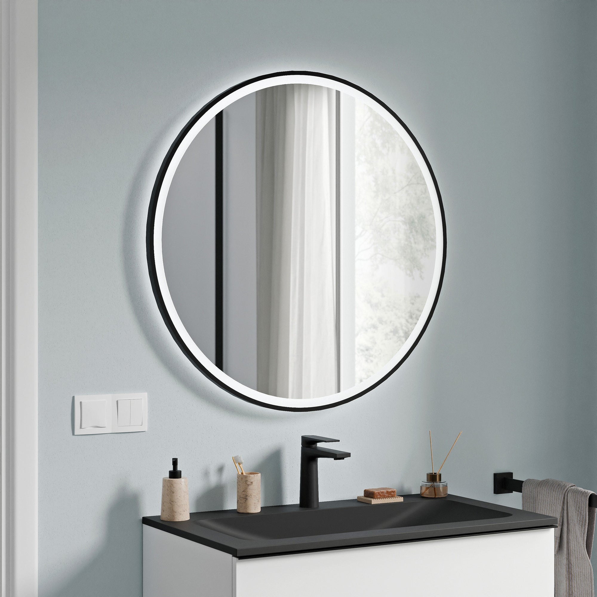 Miroir de salle de bains VARO FRAME rond