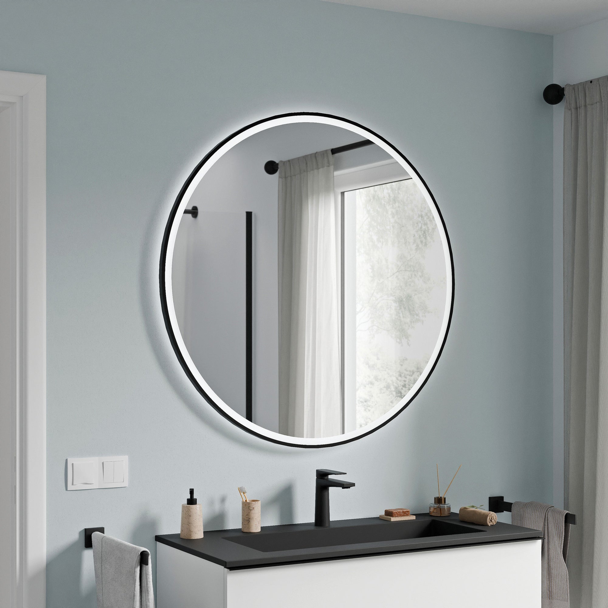 Miroir de salle de bains VARO FRAME rond