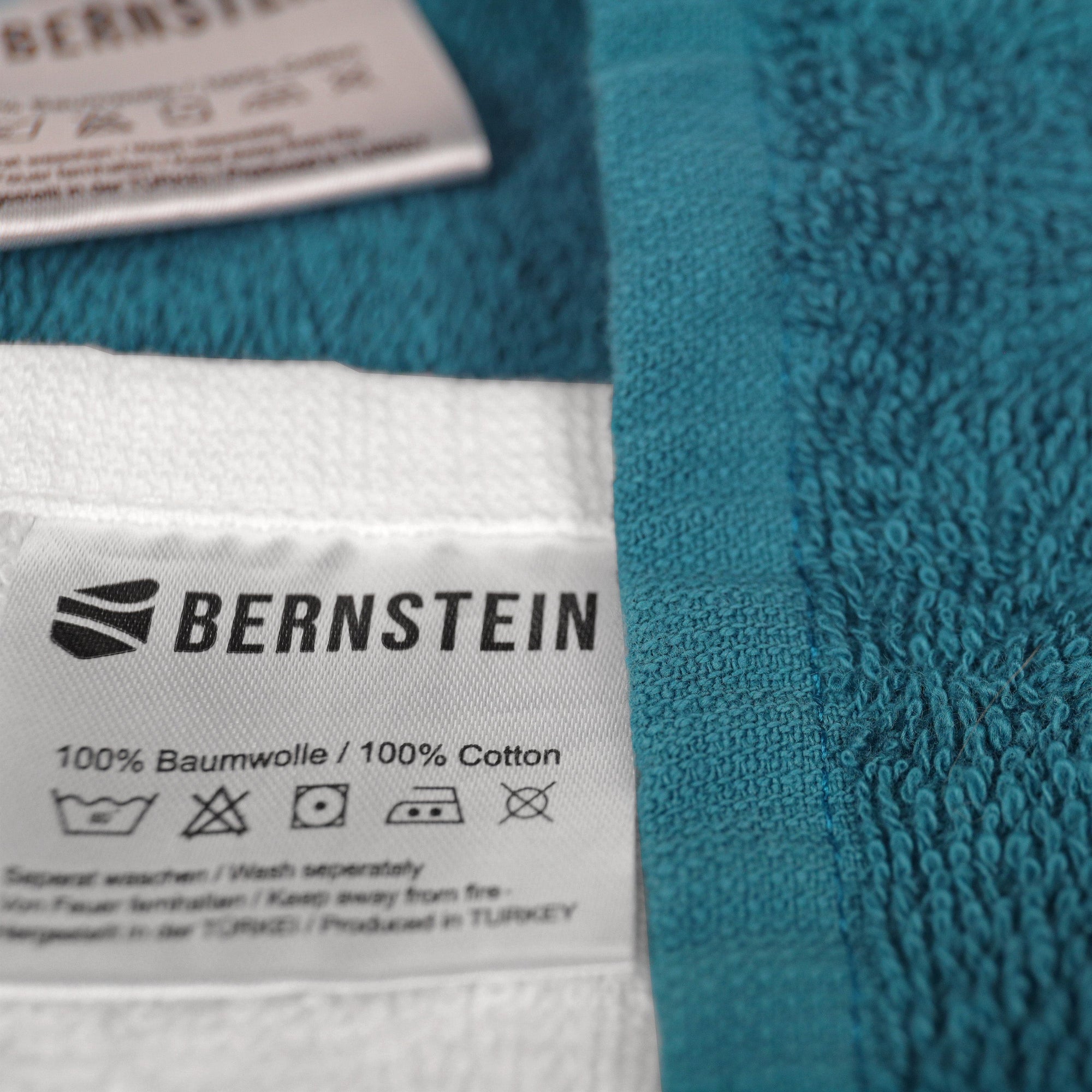 Bernstein Serviettes de bain PURECOTTON - Ensemble de 2 pièces Bleu pétrole &amp; Blanc - 100% Coton - 30 x 50 cm