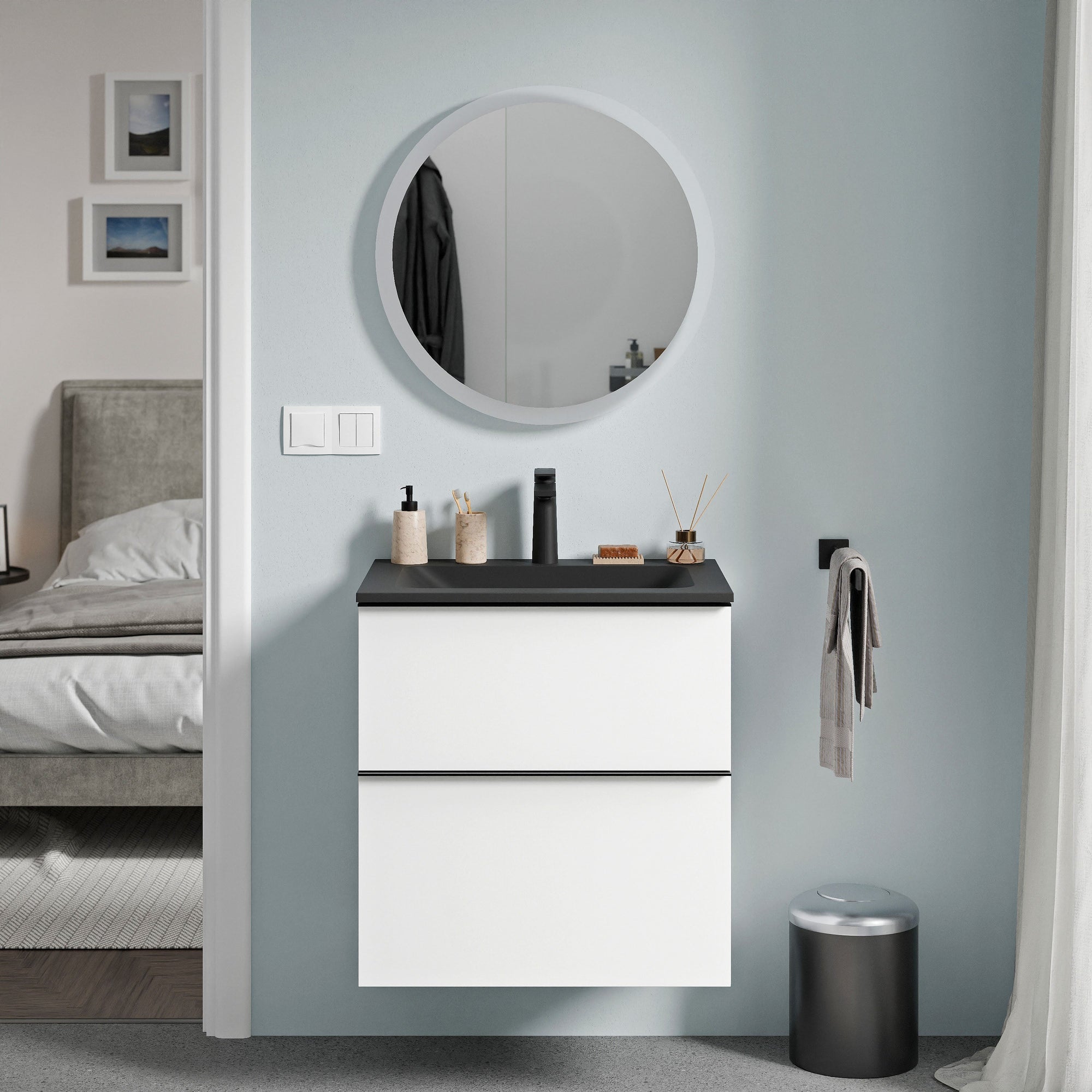 Ensemble de meubles de salle de bain VIREO 60 cm avec lavabo