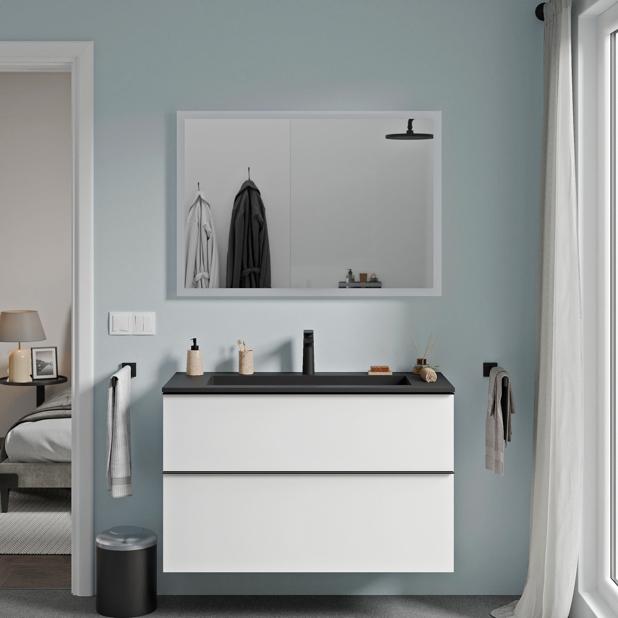Ensemble de meubles de salle de bain VIREO 100 cm avec lavabo