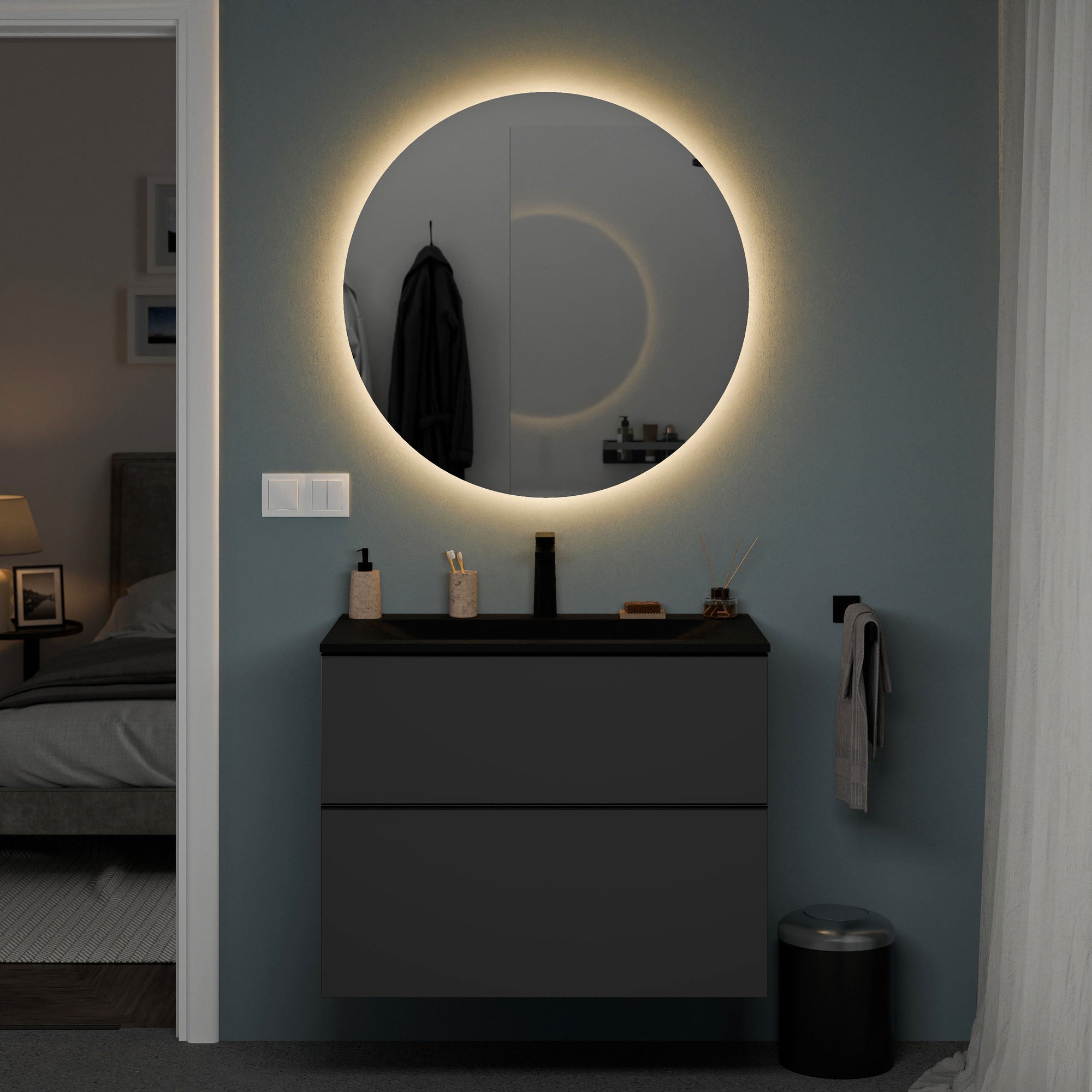Ensemble de meubles de salle de bain TIM 80 cm avec vasque en céramique