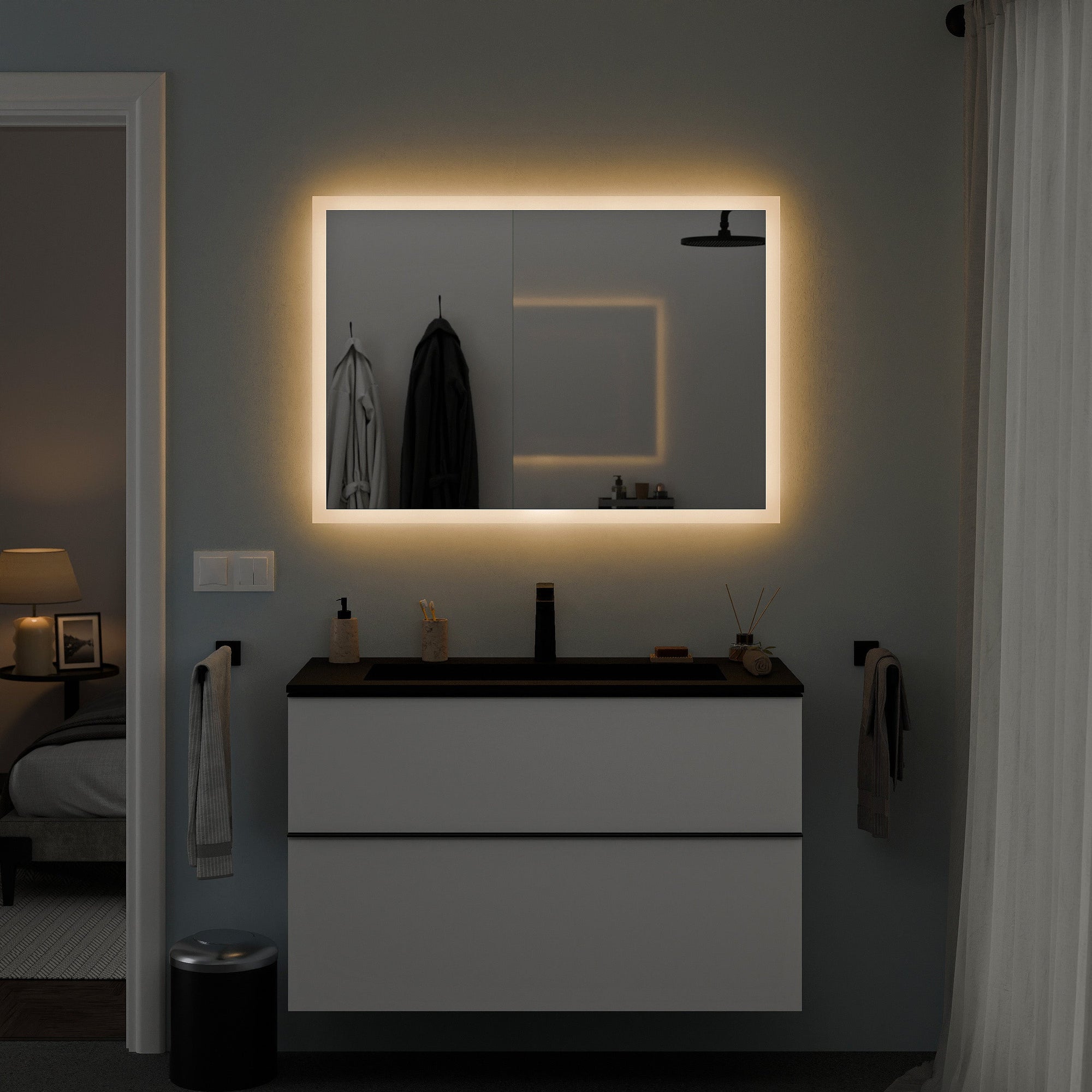 Ensemble de meubles de salle de bain VIREO 100 cm avec lavabo