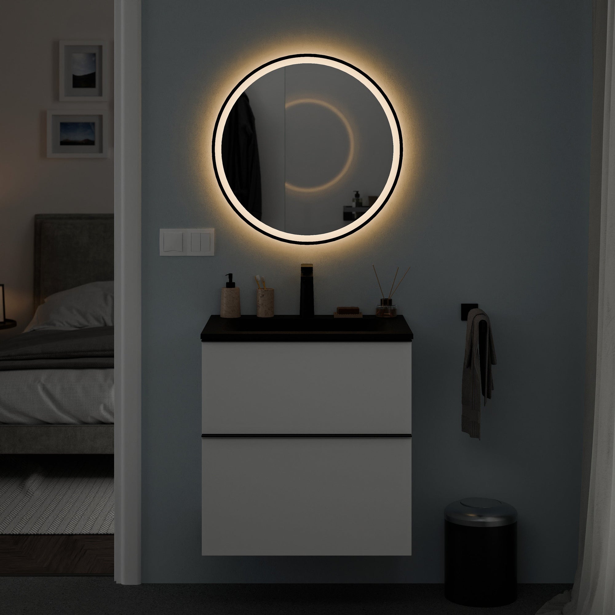 Miroir de salle de bains VARO FRAME rond