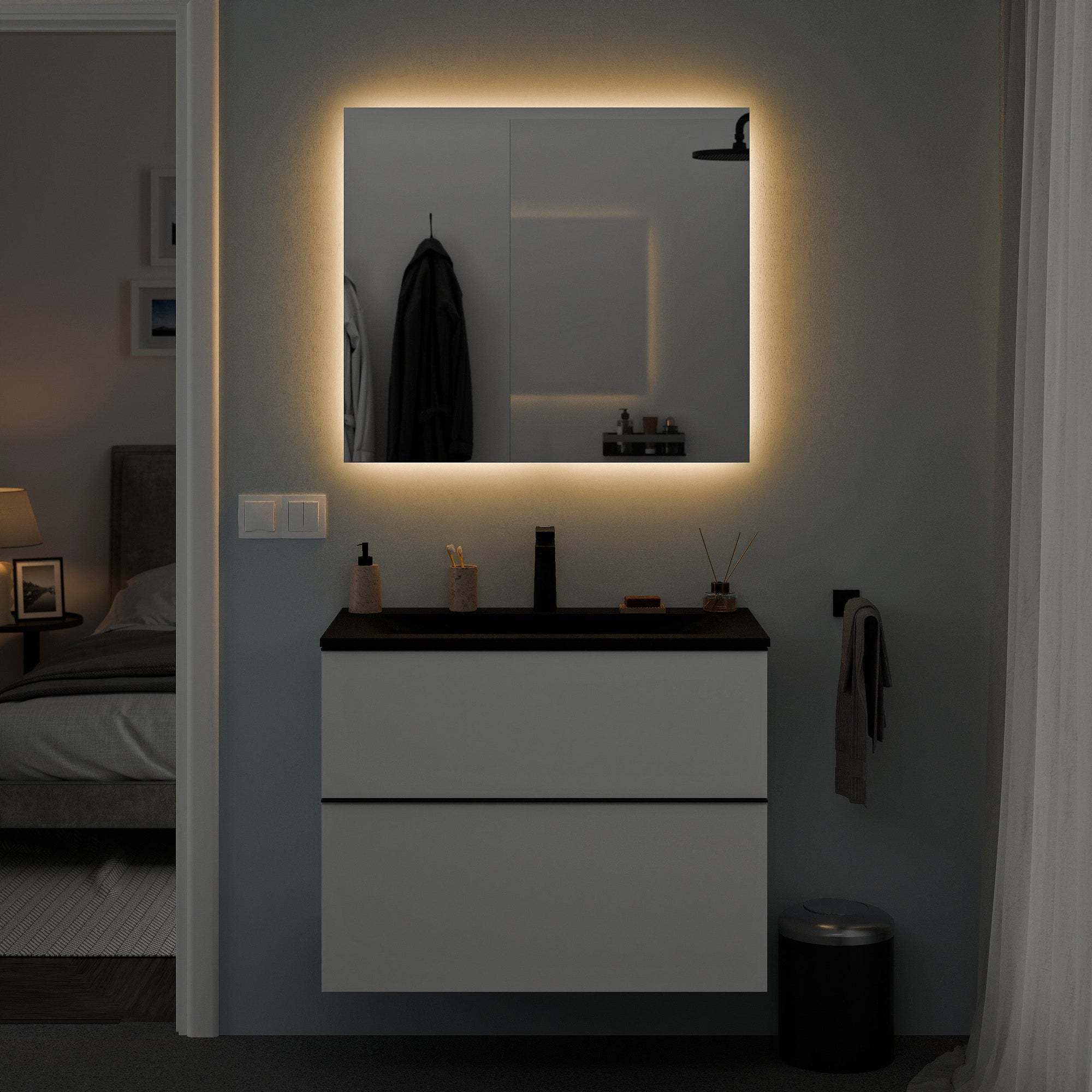 Ensemble de meubles de salle de bain TIM 80 cm avec vasque en céramique