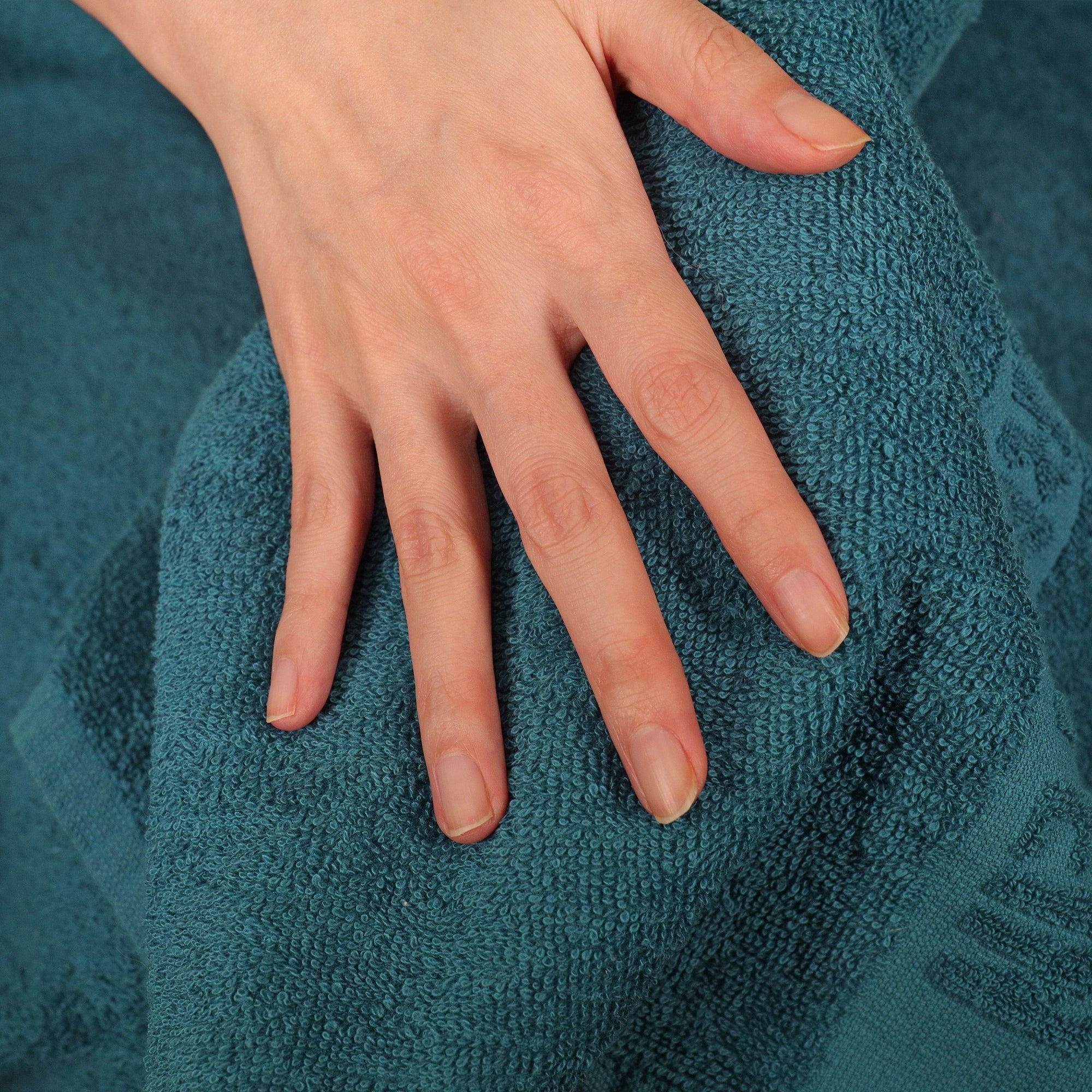 Bernstein Serviettes de bain PURECOTTON - Ensemble de 2 pièces Bleu pétrole &amp; Blanc - 100% Coton - 30 x 50 cm