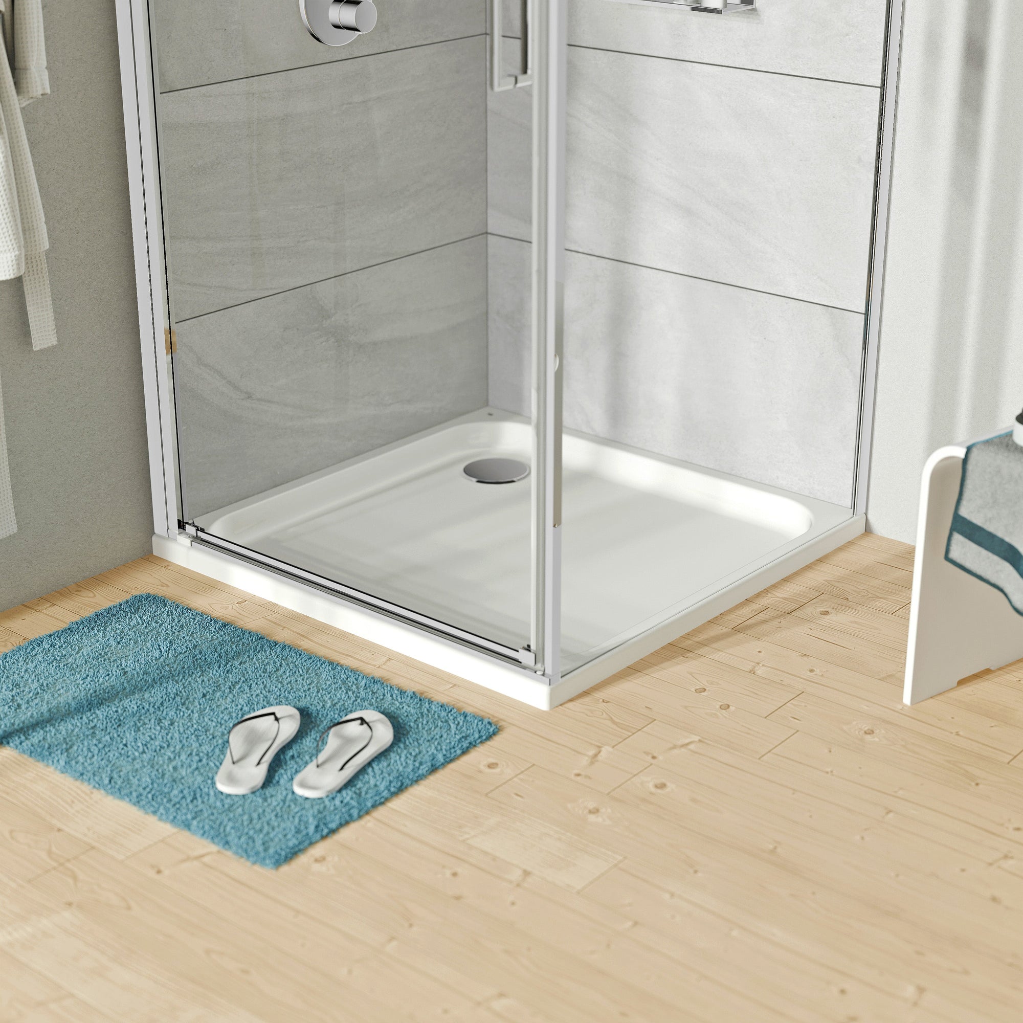 Receveur de douche plat acrylique TIM - blanc brillant - dimensions au choix