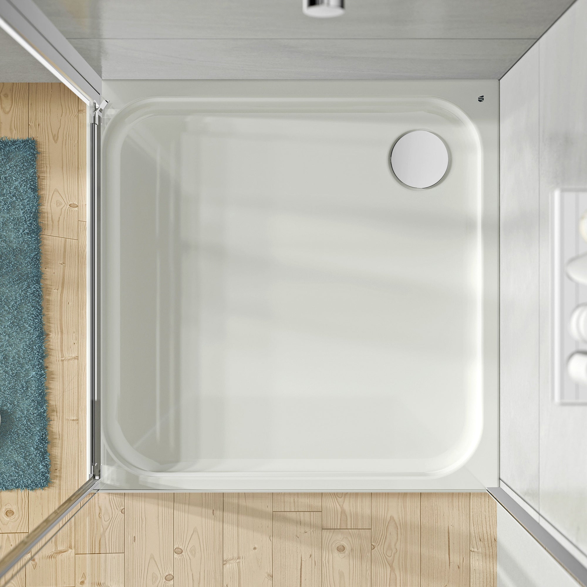 Receveur de douche plat acrylique TIM - blanc brillant - dimensions au choix