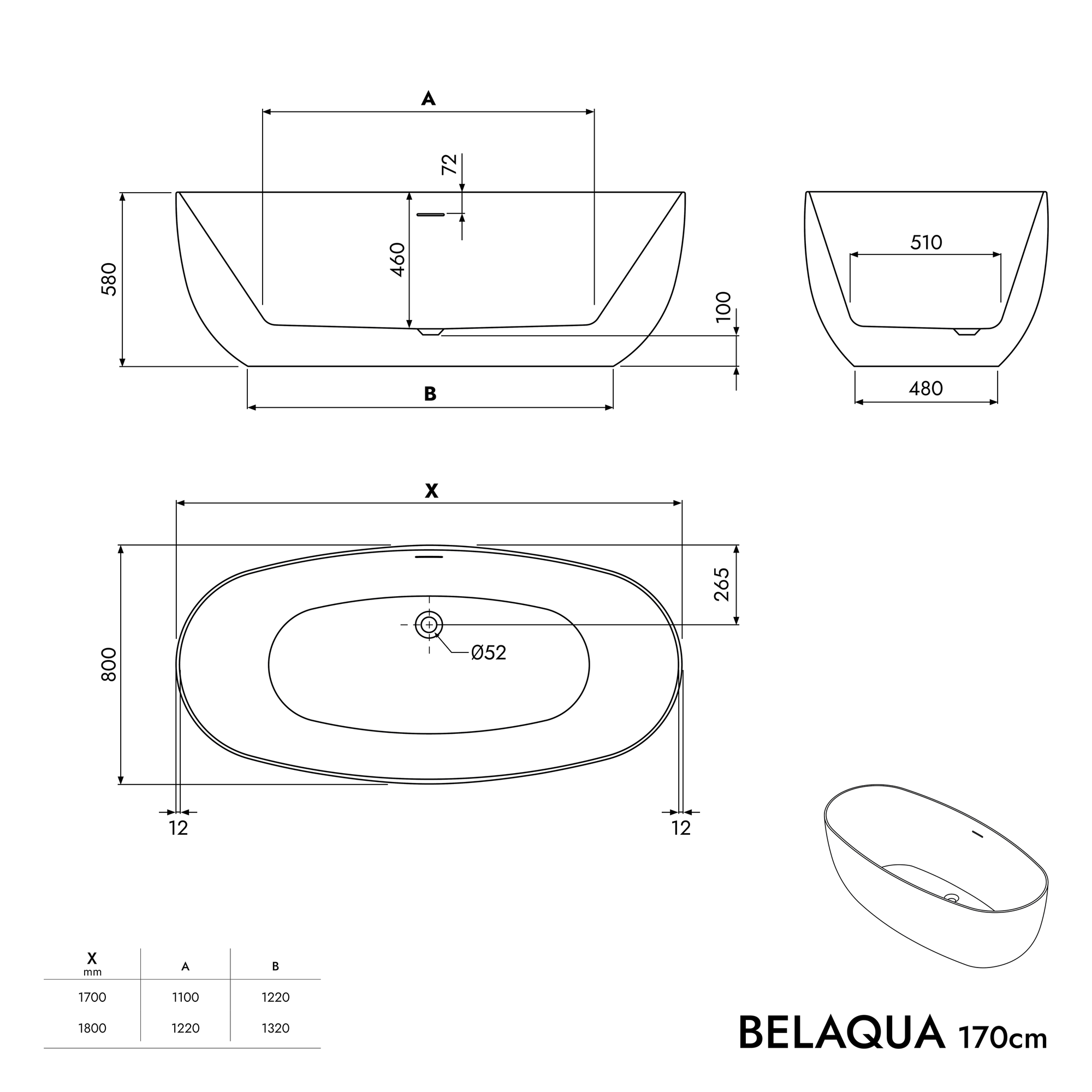 Baignoire îlot BELAQUA