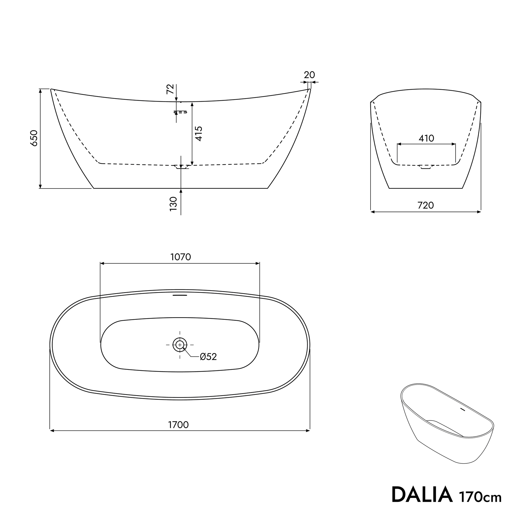 Baignoire autoportante DALIA