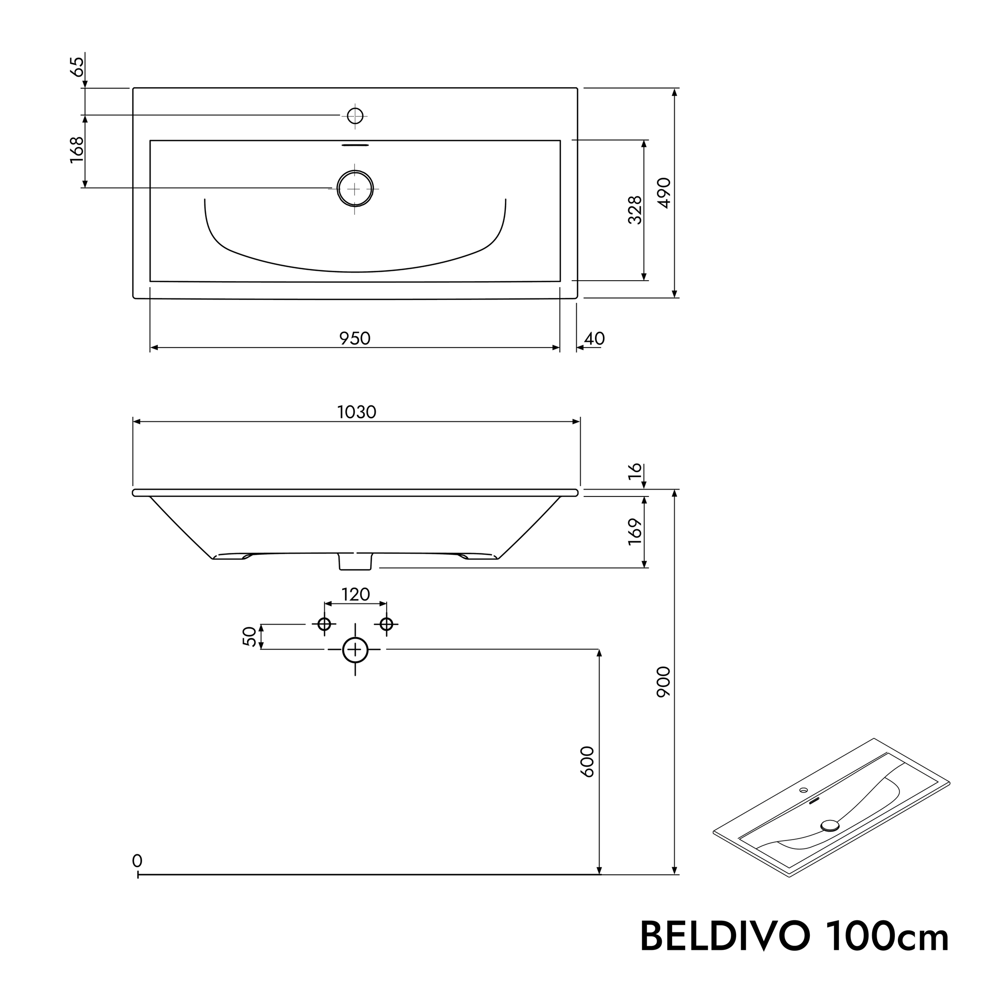 Ensemble meubles salle de bain BELDIVO 100 cm