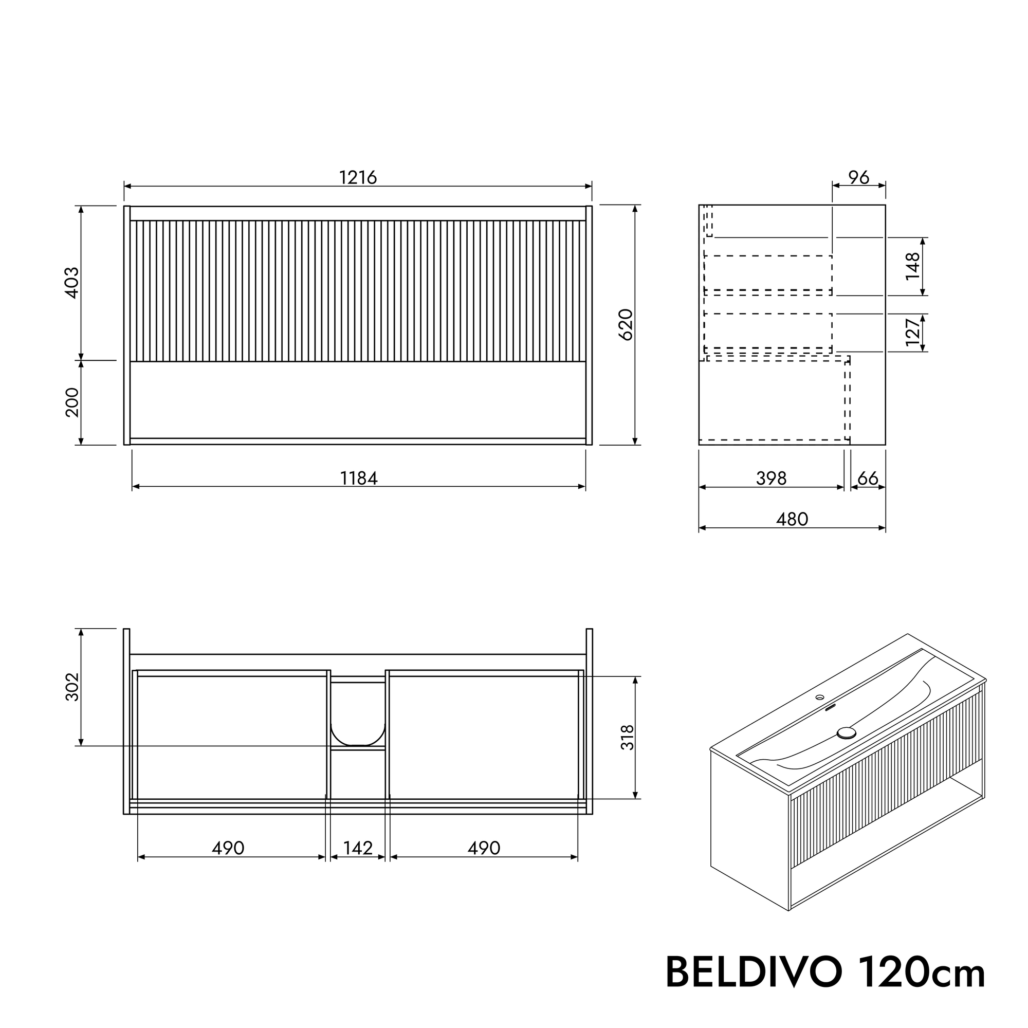 Meuble salle de bain BELDIVO 120 cm