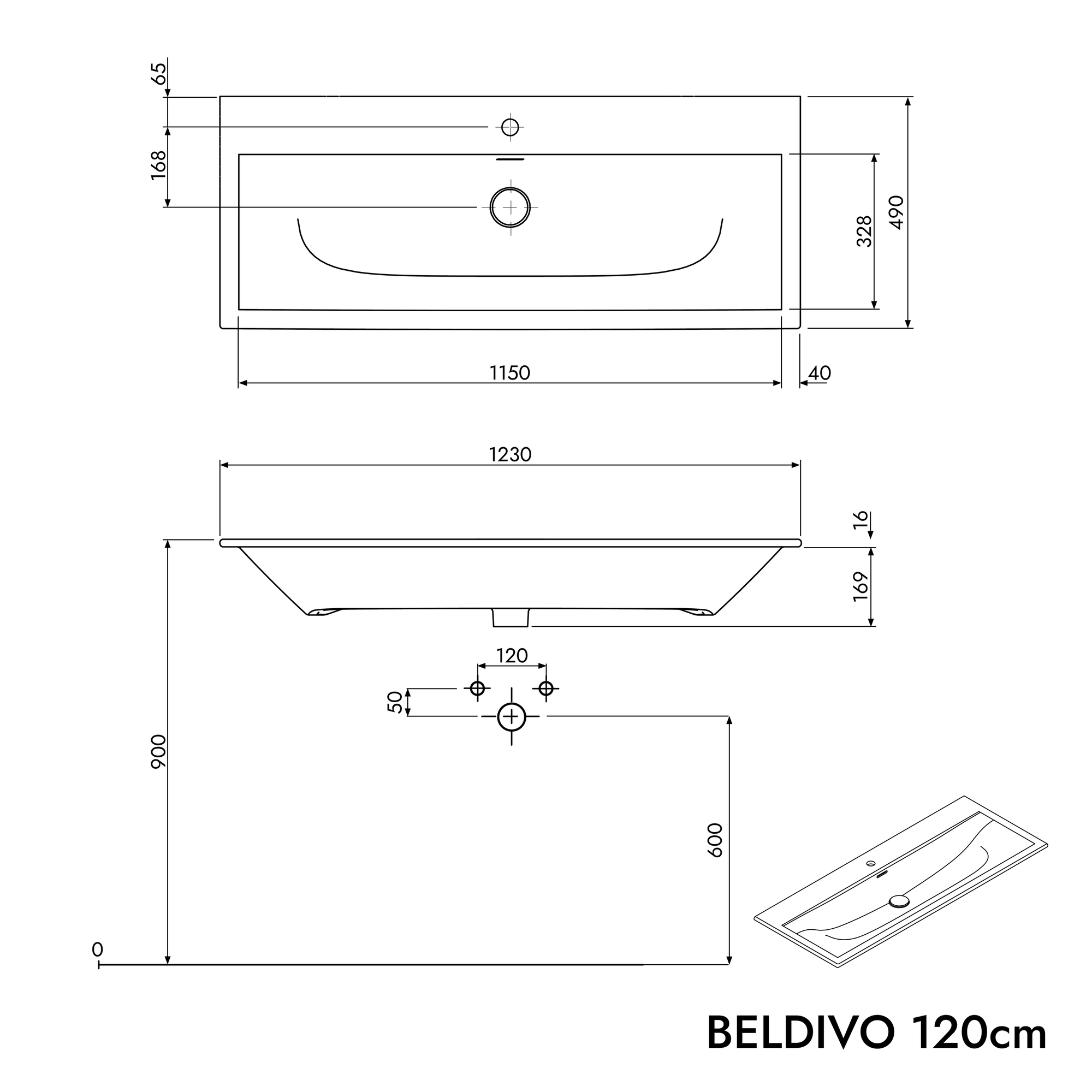 Meuble salle de bain BELDIVO 120 cm