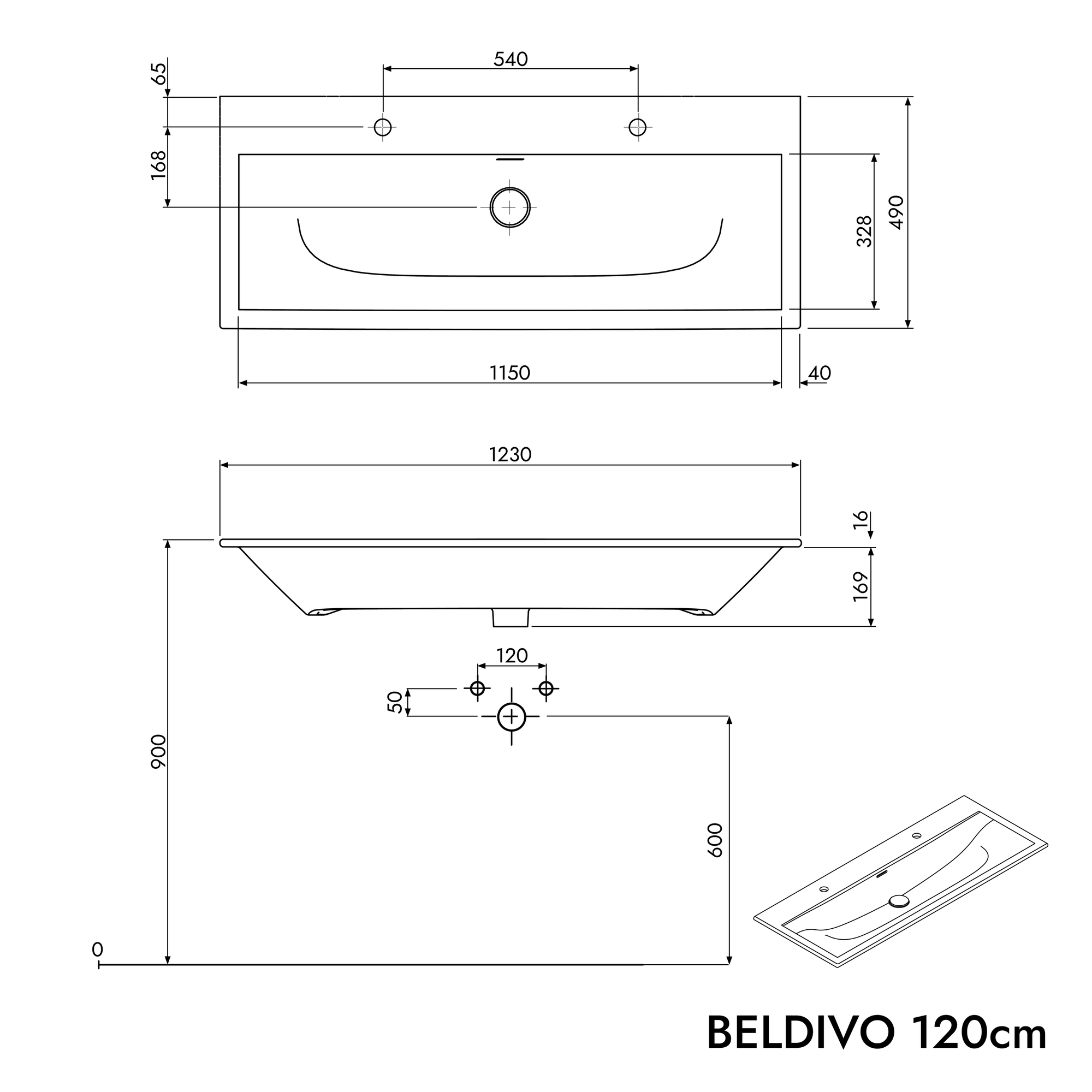 Ensemble meubles salle de bain BELDIVO 120 cm