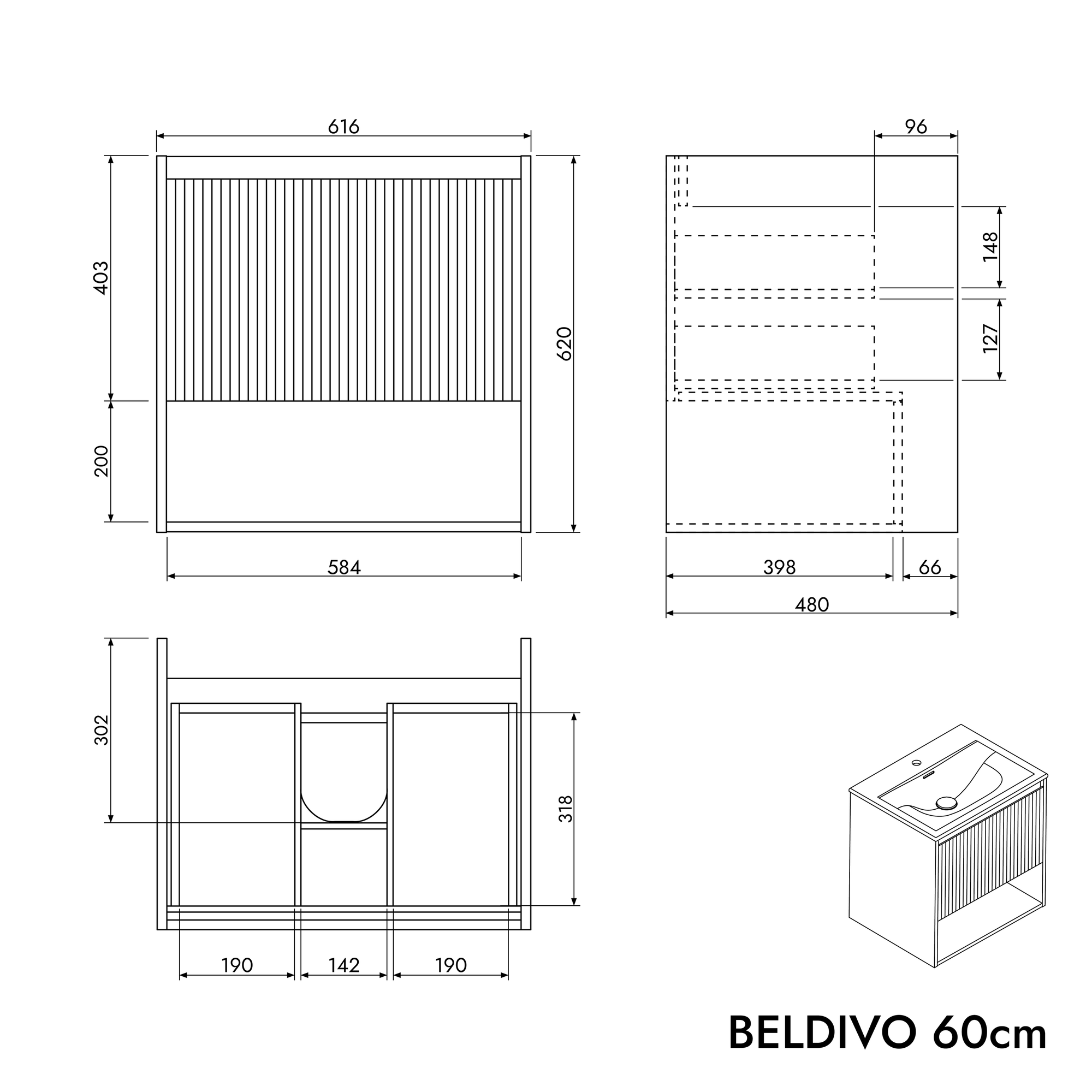 Meuble salle de bain BELDIVO 60 cm