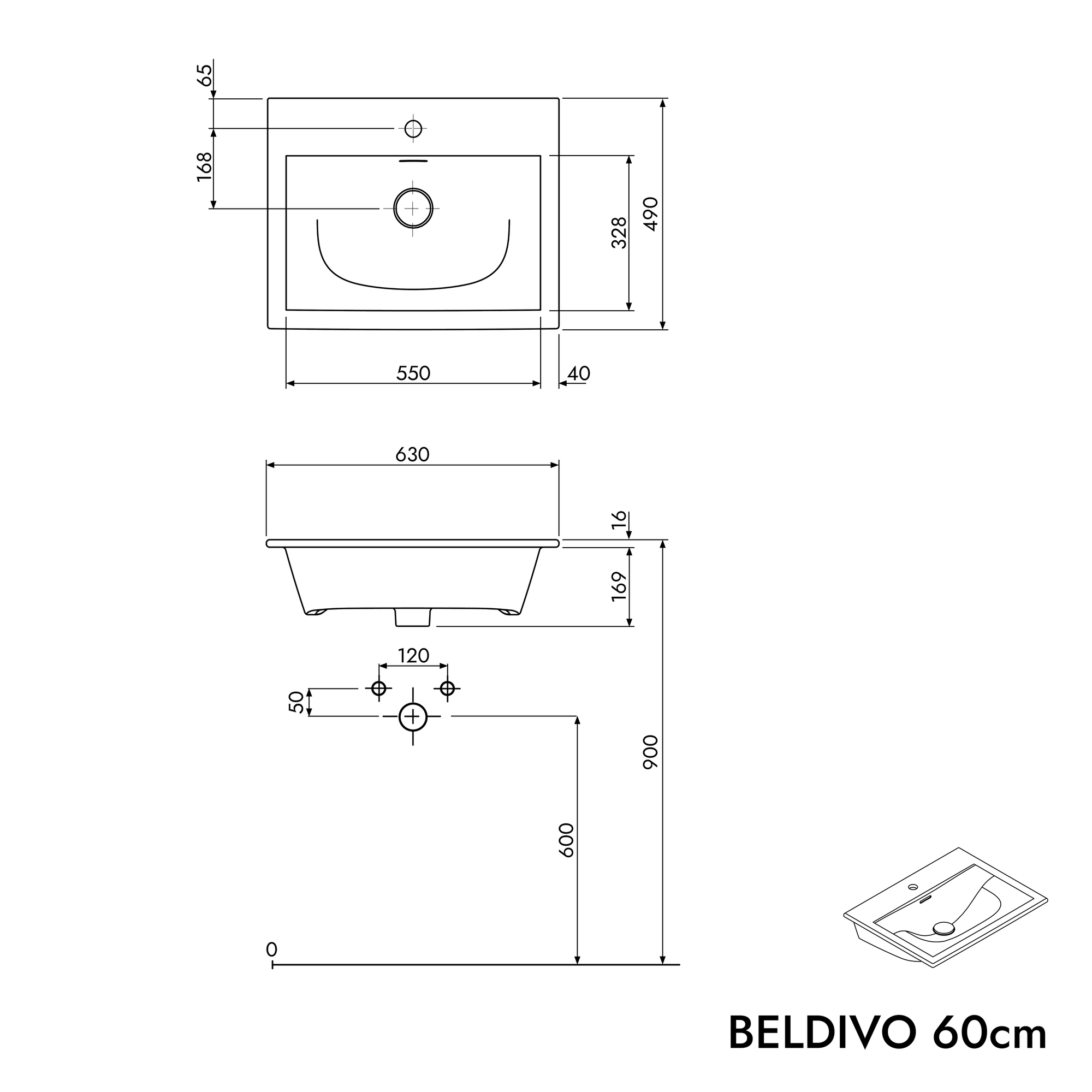 Meuble salle de bain BELDIVO 60 cm