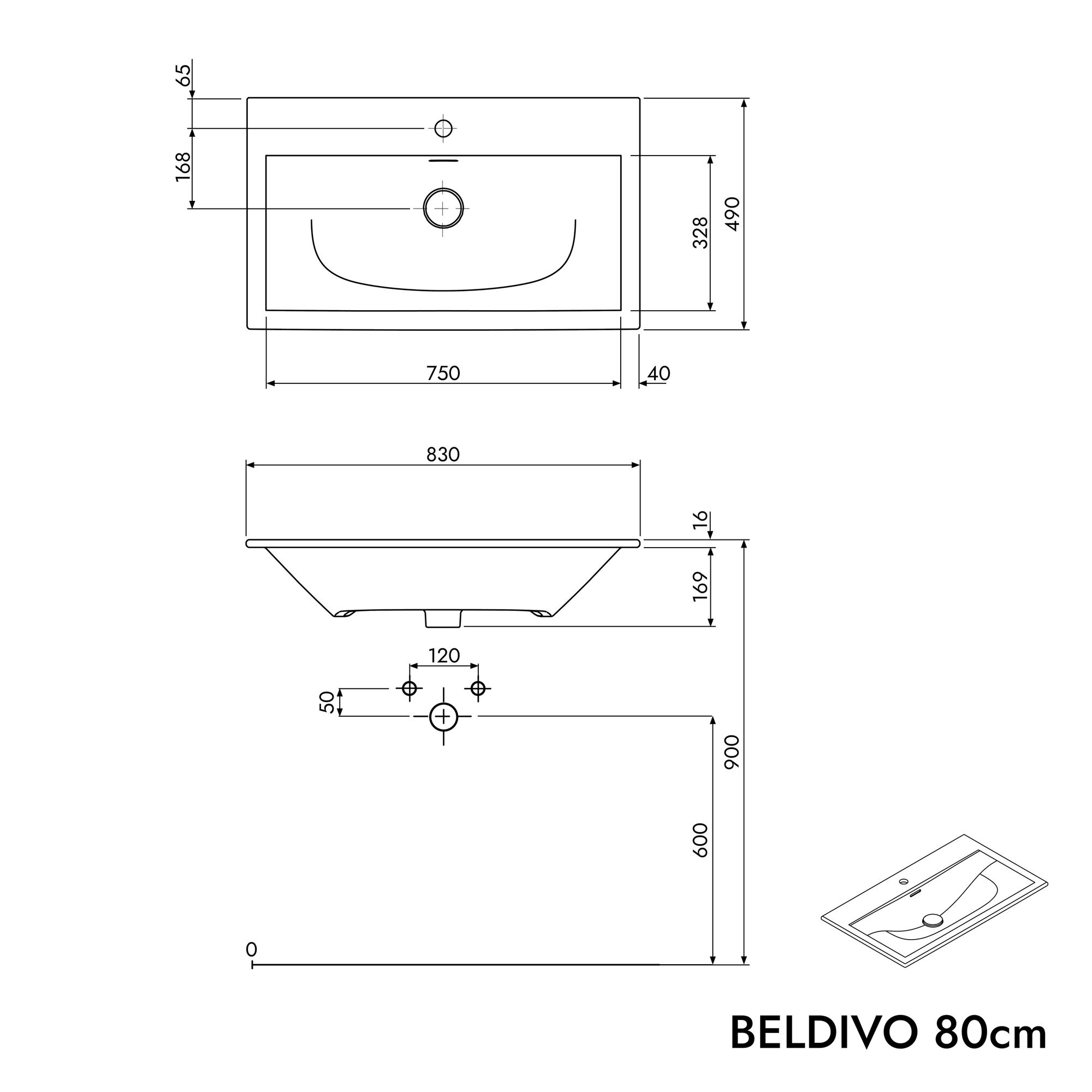 Ensemble meubles salle de bain BELDIVO 80 cm
