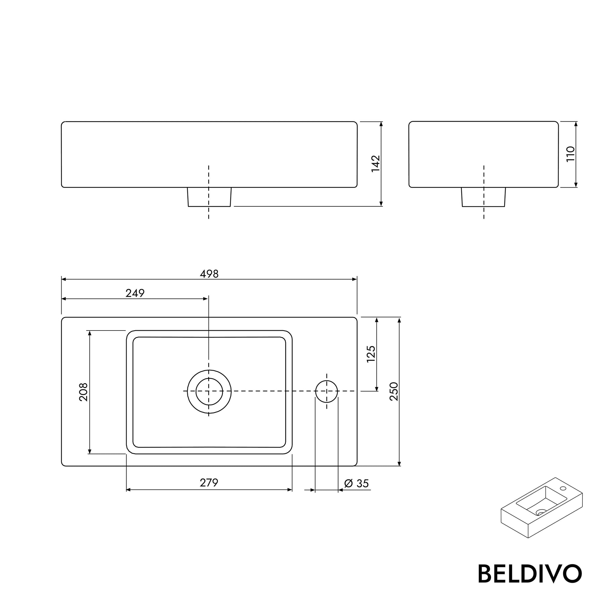 Meuble salle de bain BELDIVO 50 cm