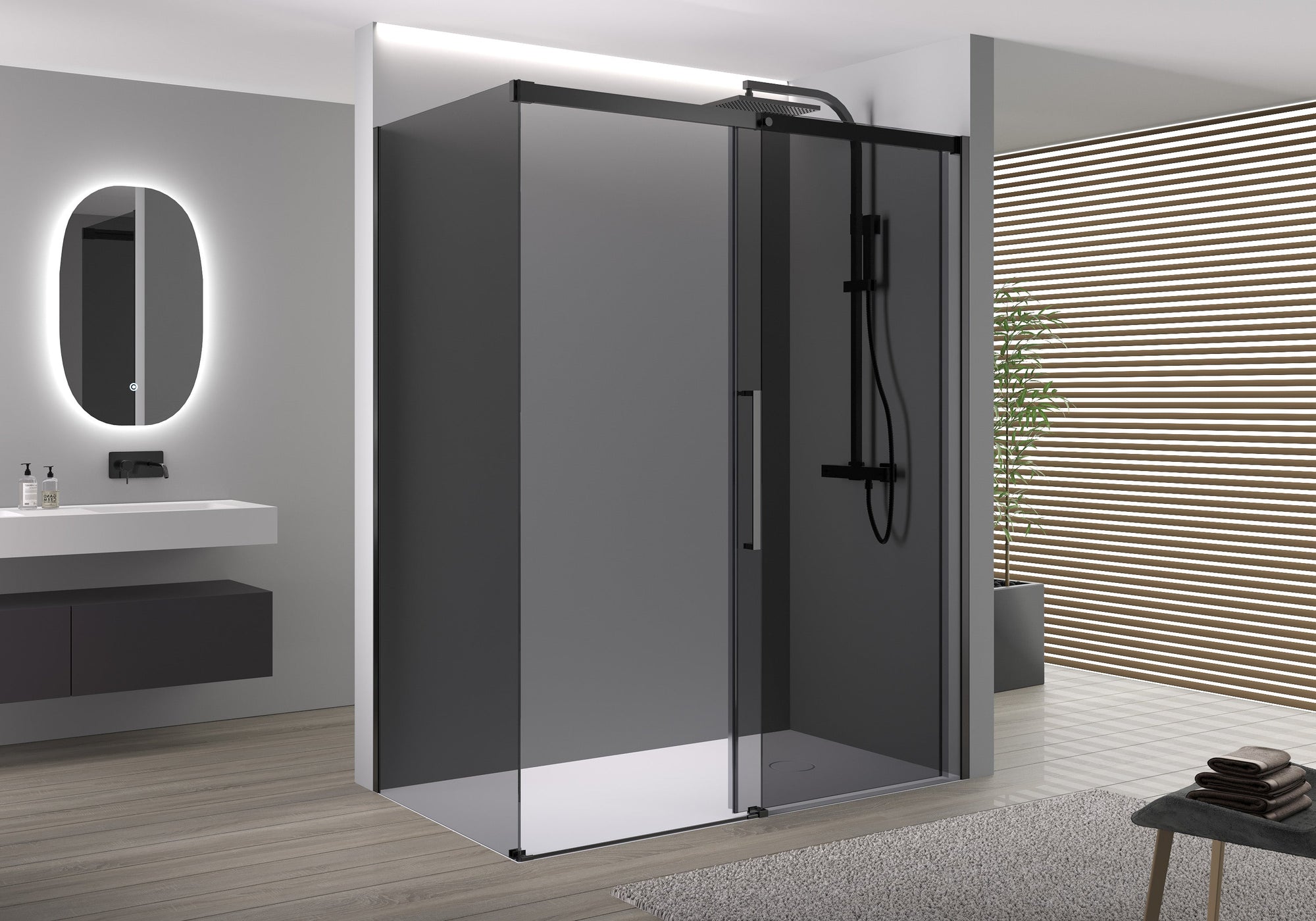 Douche d’angle avec porte coulissante Soft-Close DX906 FLEX