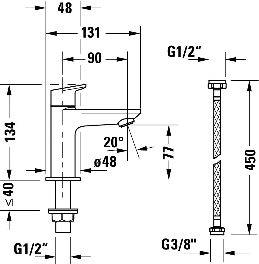 Robinet de lavabo Duravit Wave sans mélange