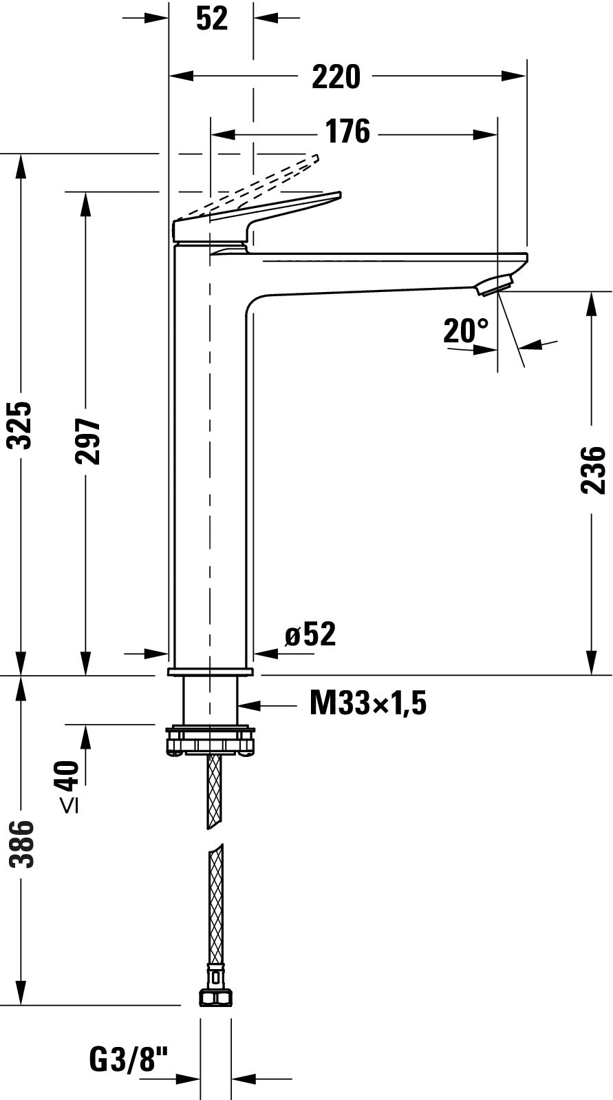 Mitigeur lavabo monocommande XL Duravit Wave