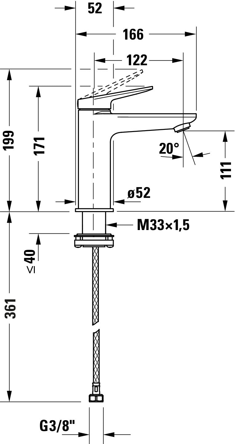 Mitigeur monocommande de lavabo Duravit Wave M
