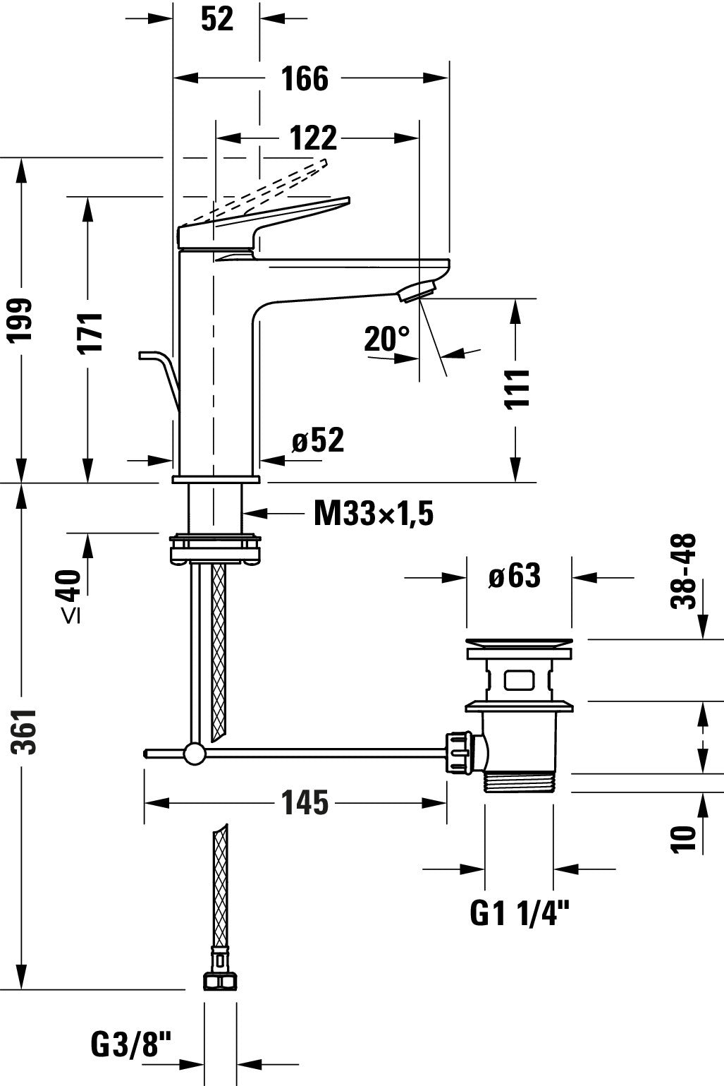 Mitigeur monocommande pour lavabo Duravit Wave M