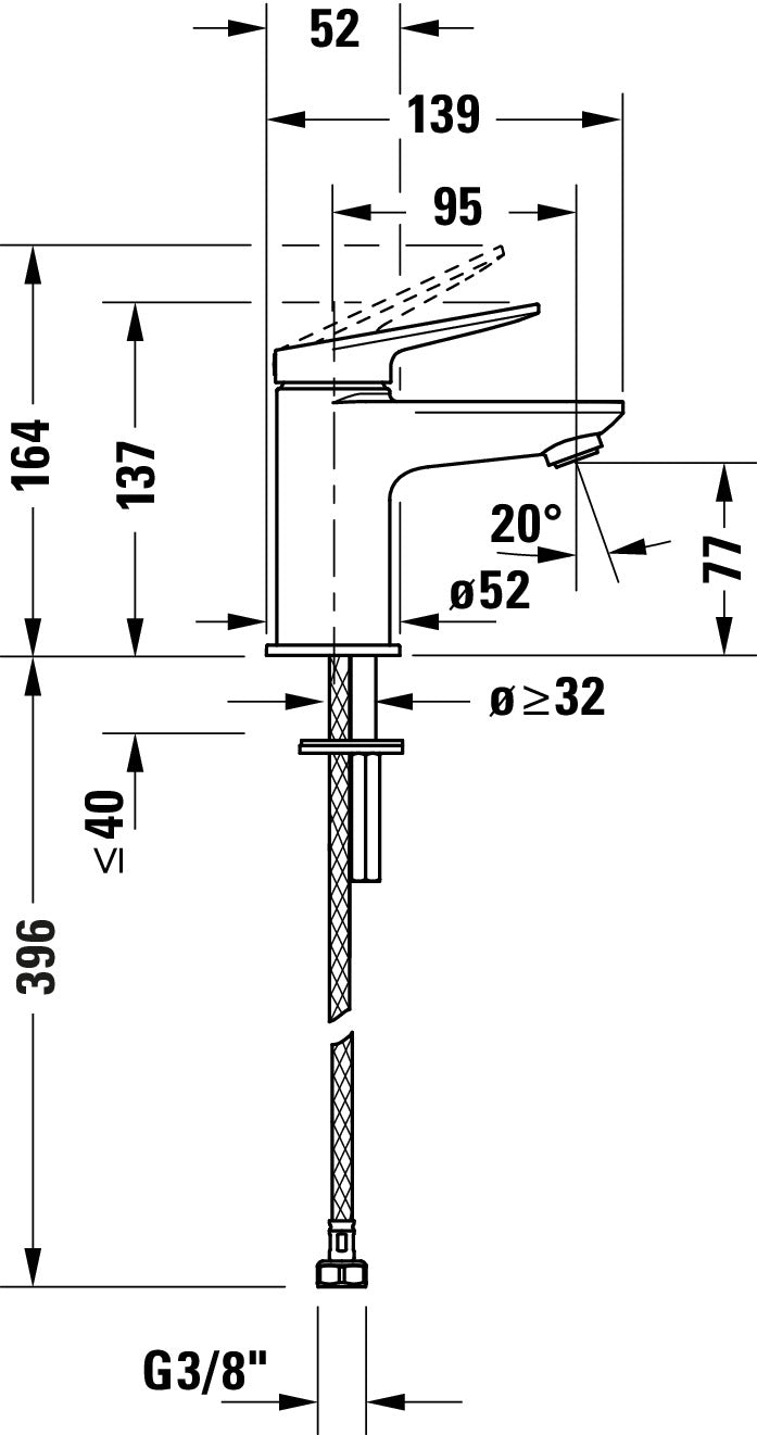 Mitigeur monocommande de lavabo Duravit Wave S
