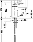 Mitigeur monocommande de lavabo Duravit Wave S