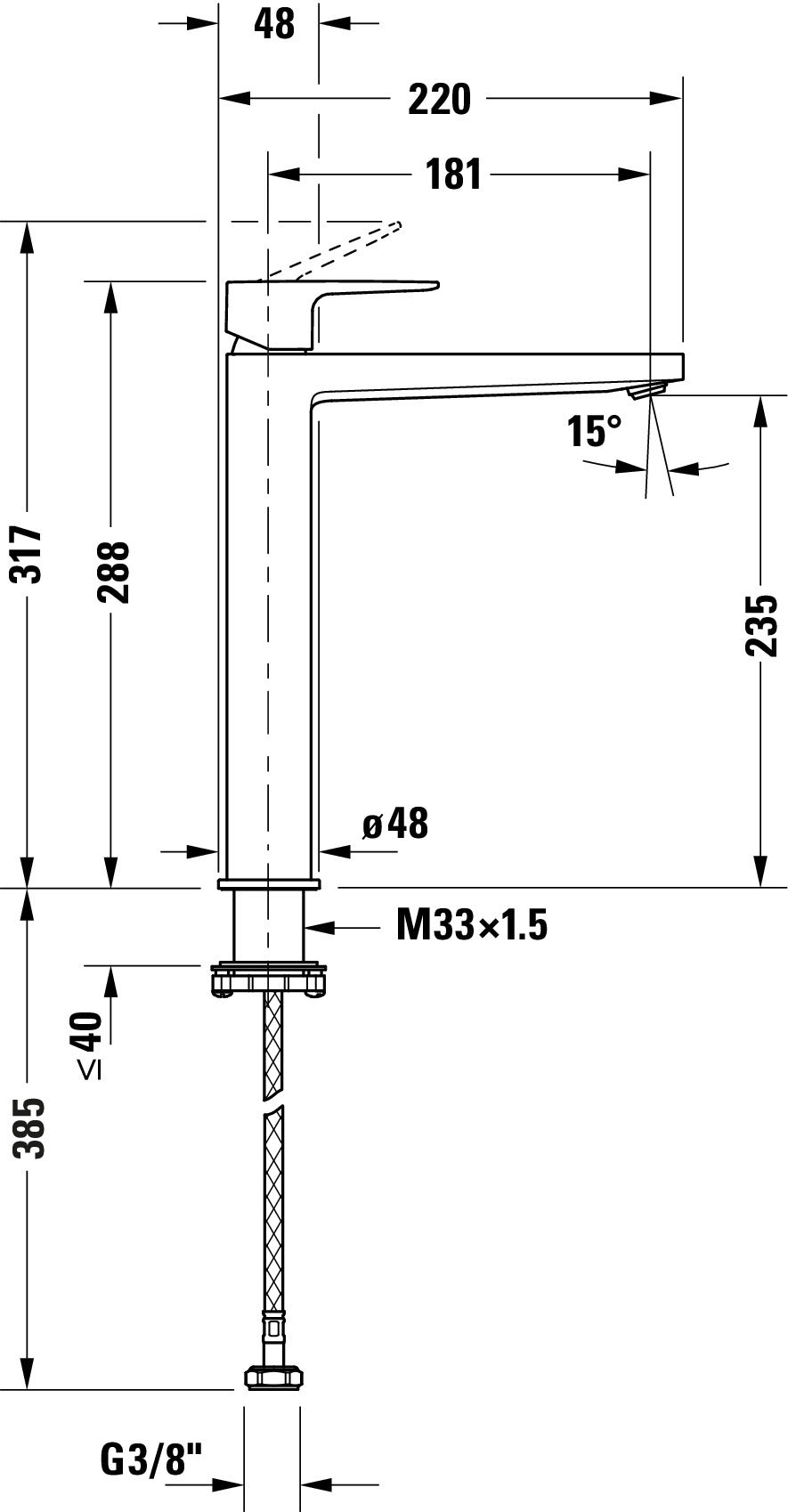 Mitigeur monocommande de lavabo XL Duravit Manhattan
