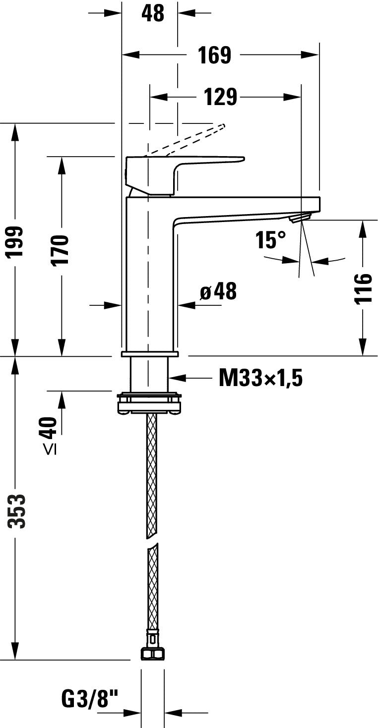 Mitigeur monocommande de lavabo Duravit Manhattan M MinusFlow