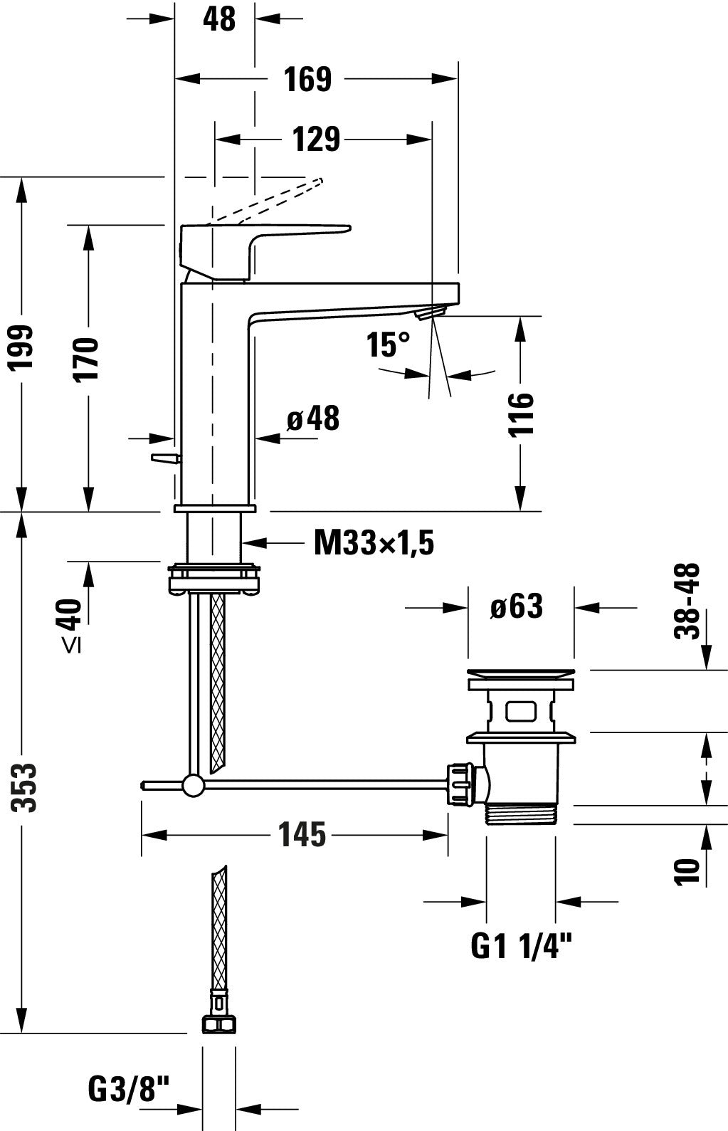 Mitigeur monocommande de lavabo Duravit Manhattan M MinusFlow