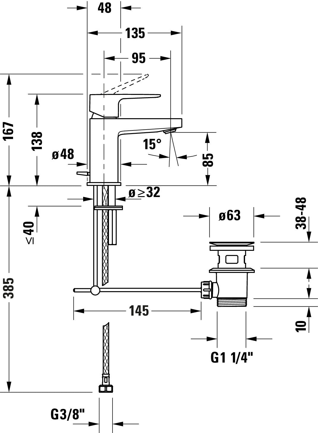 Duravit Manhattan Mitigeur monocommandé pour lavabo S FreshStart