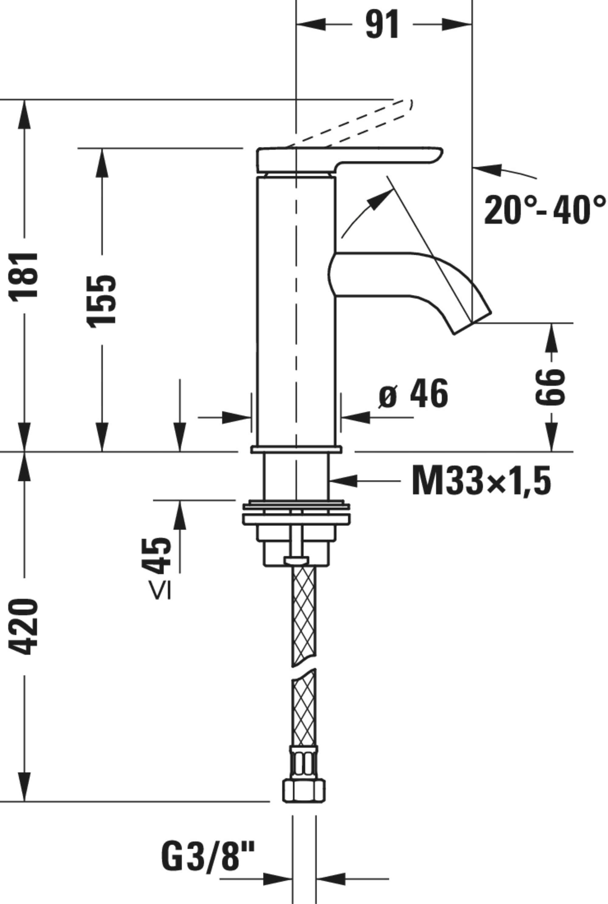 Mitigeur de lavabo monocommande Duravit C.1 S