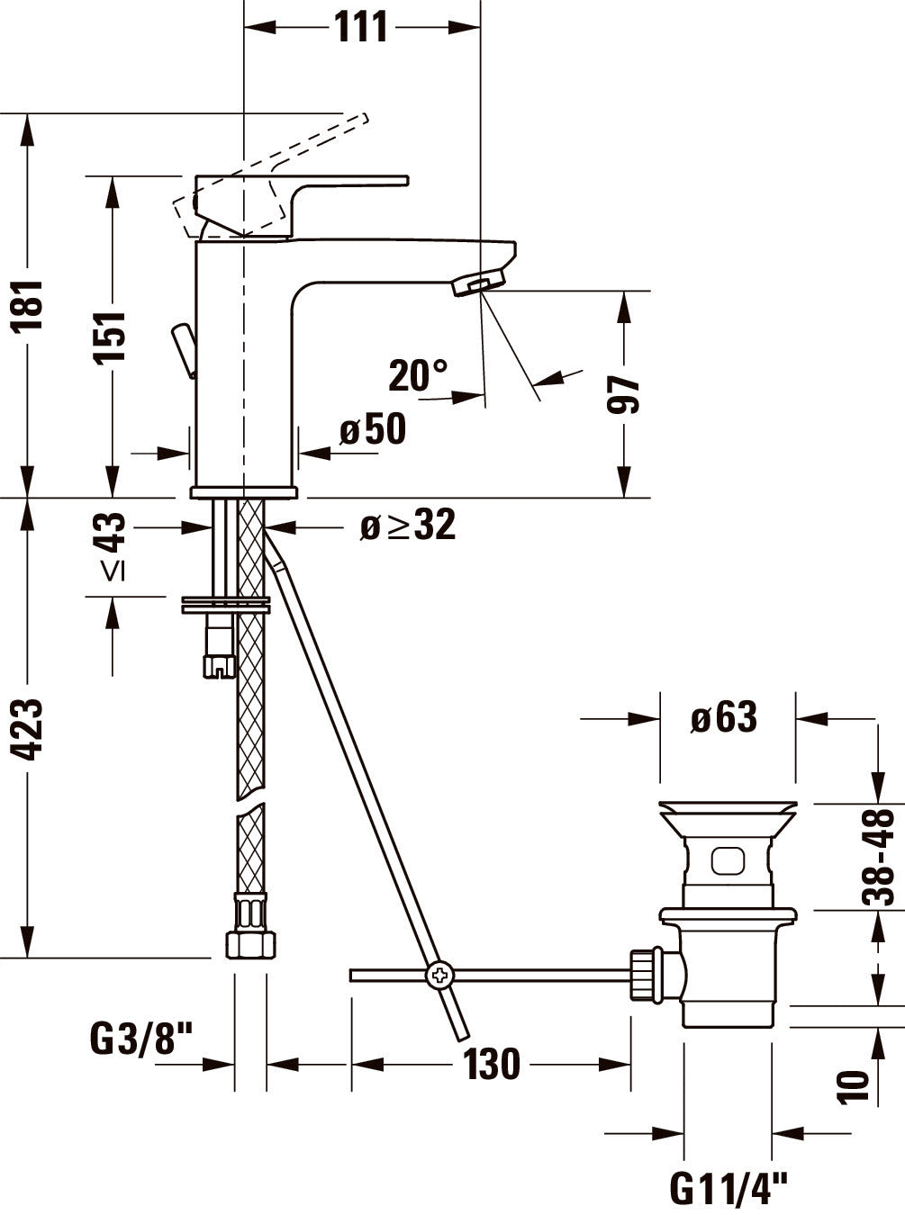 Mitigeur de lavabo Duravit B.3