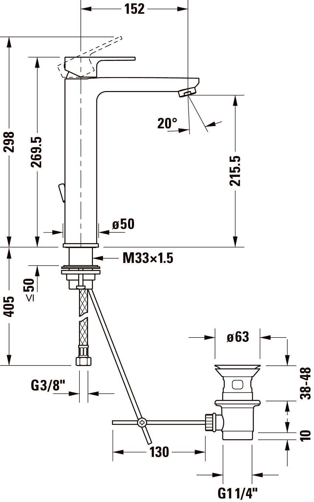 Robinet de lavabo Duravit B.3 27 cm