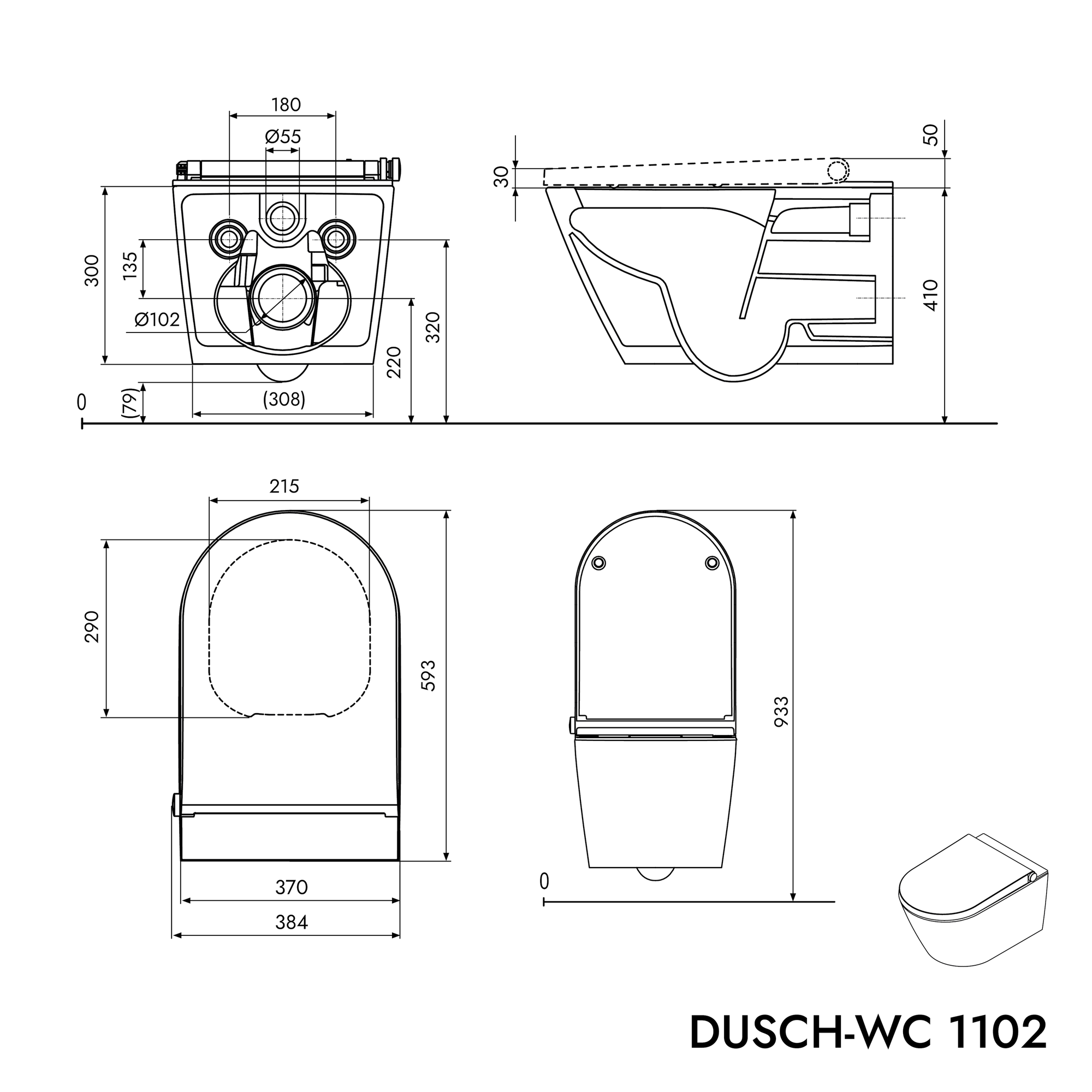 WC japonais lavant PREMIUM 1102 Noir mat