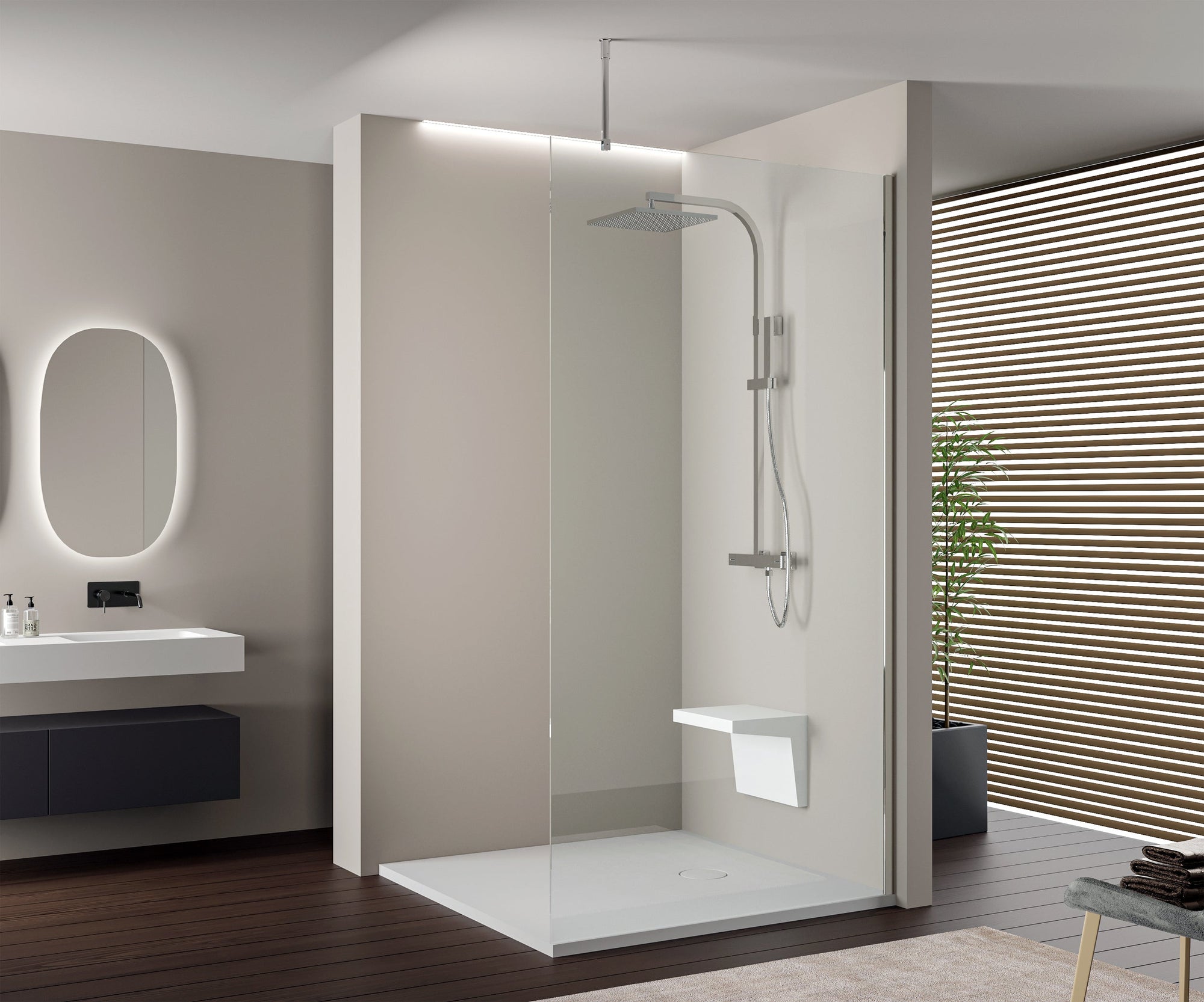 Paroi de douche à l'italienne 10 mm Super White Glass EX103