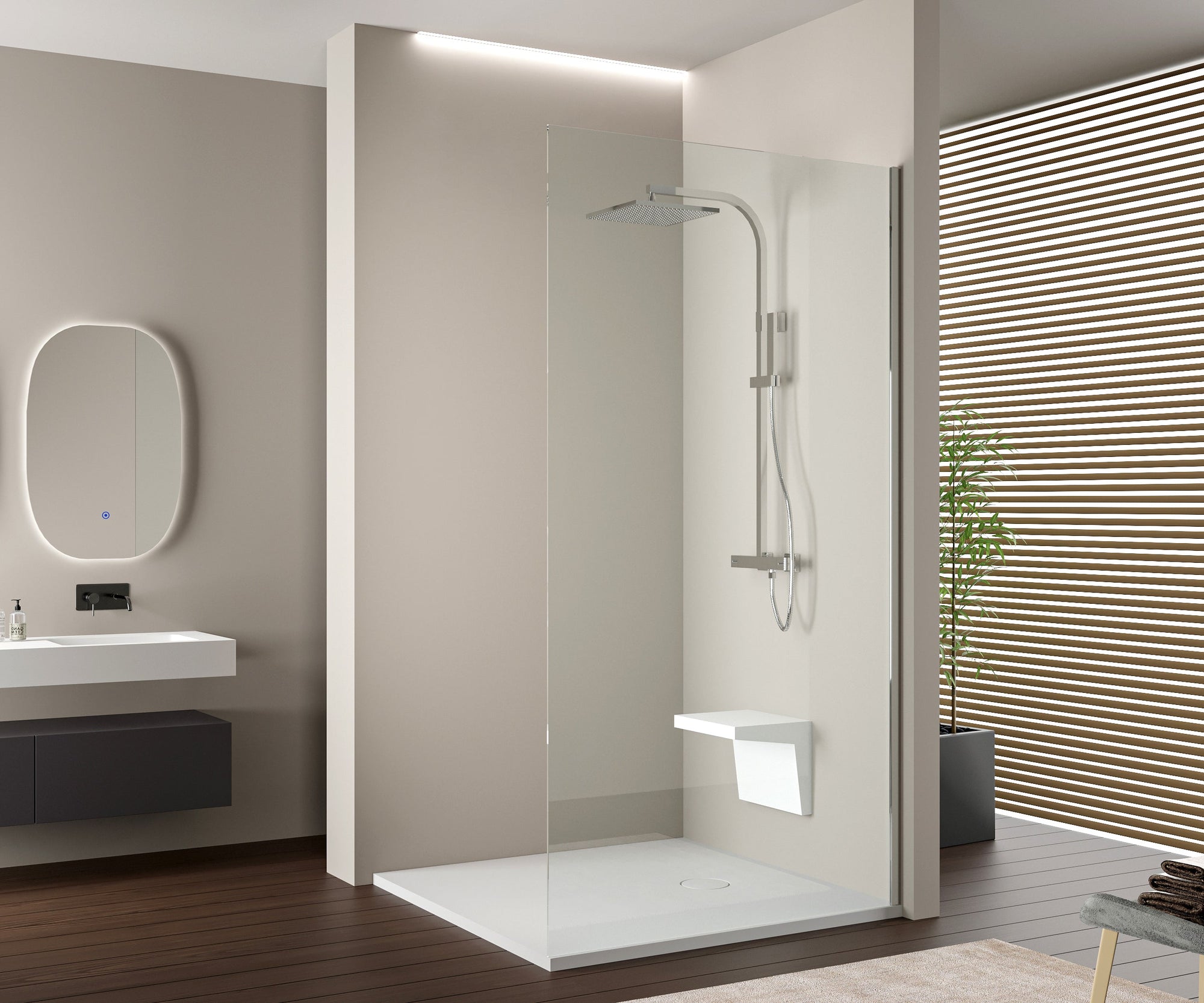 Paroi de douche à l'italienne 10 mm Super White Glass EX103