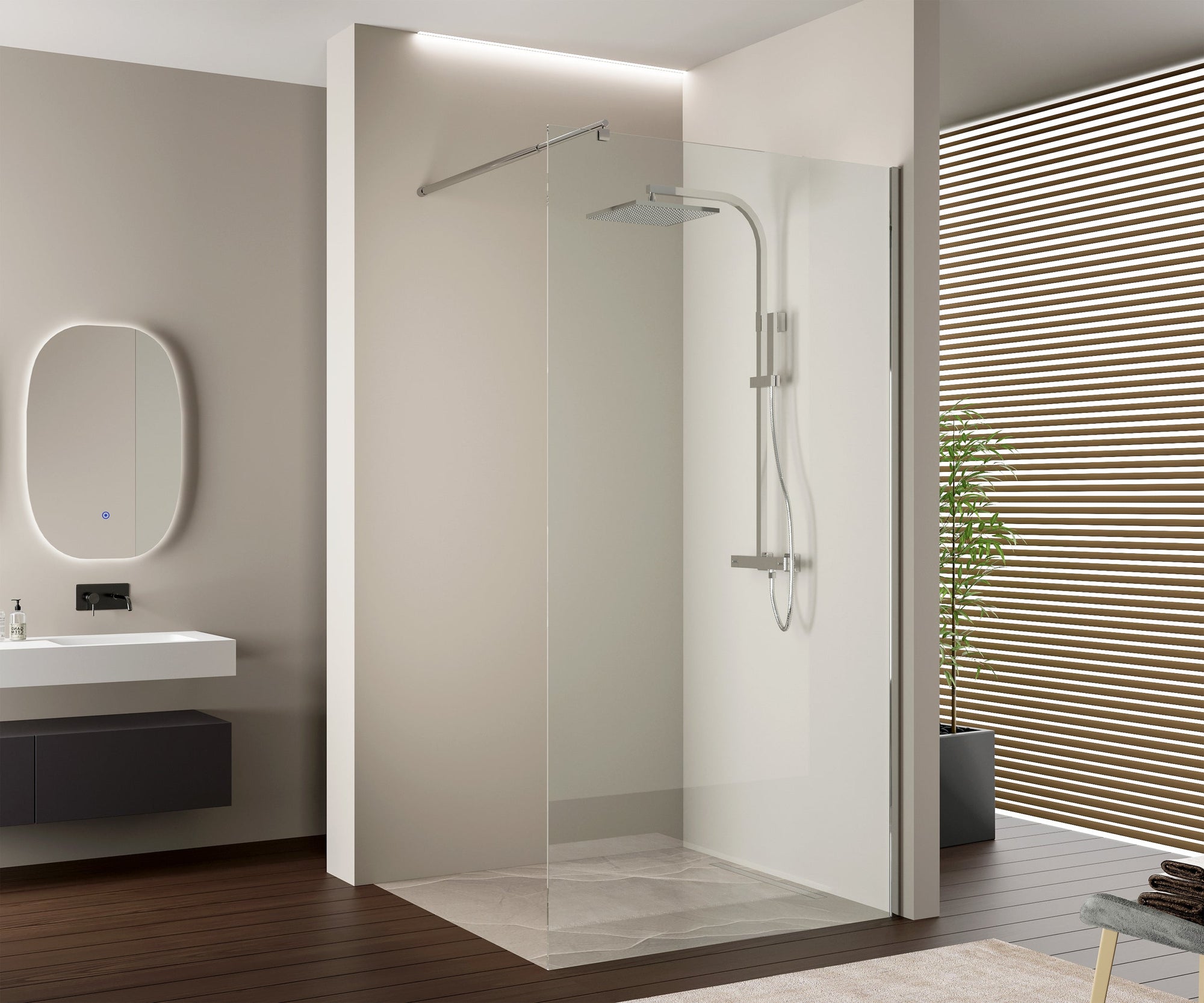 Paroi de douche à l'italienne 10 mm Super White Glass EX103