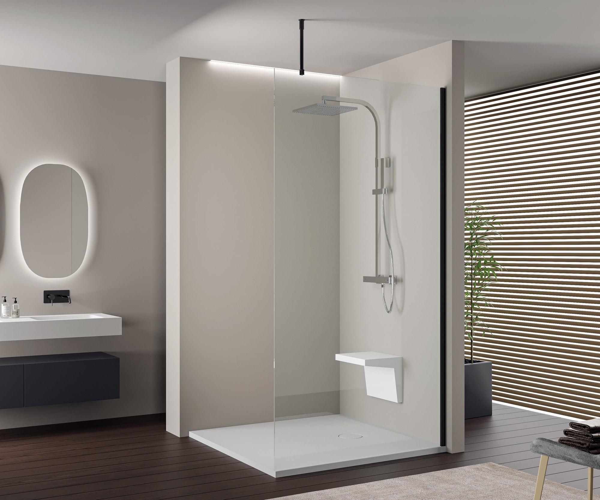 Paroi de douche à l'italienne 10 mm Super White Glass EX103