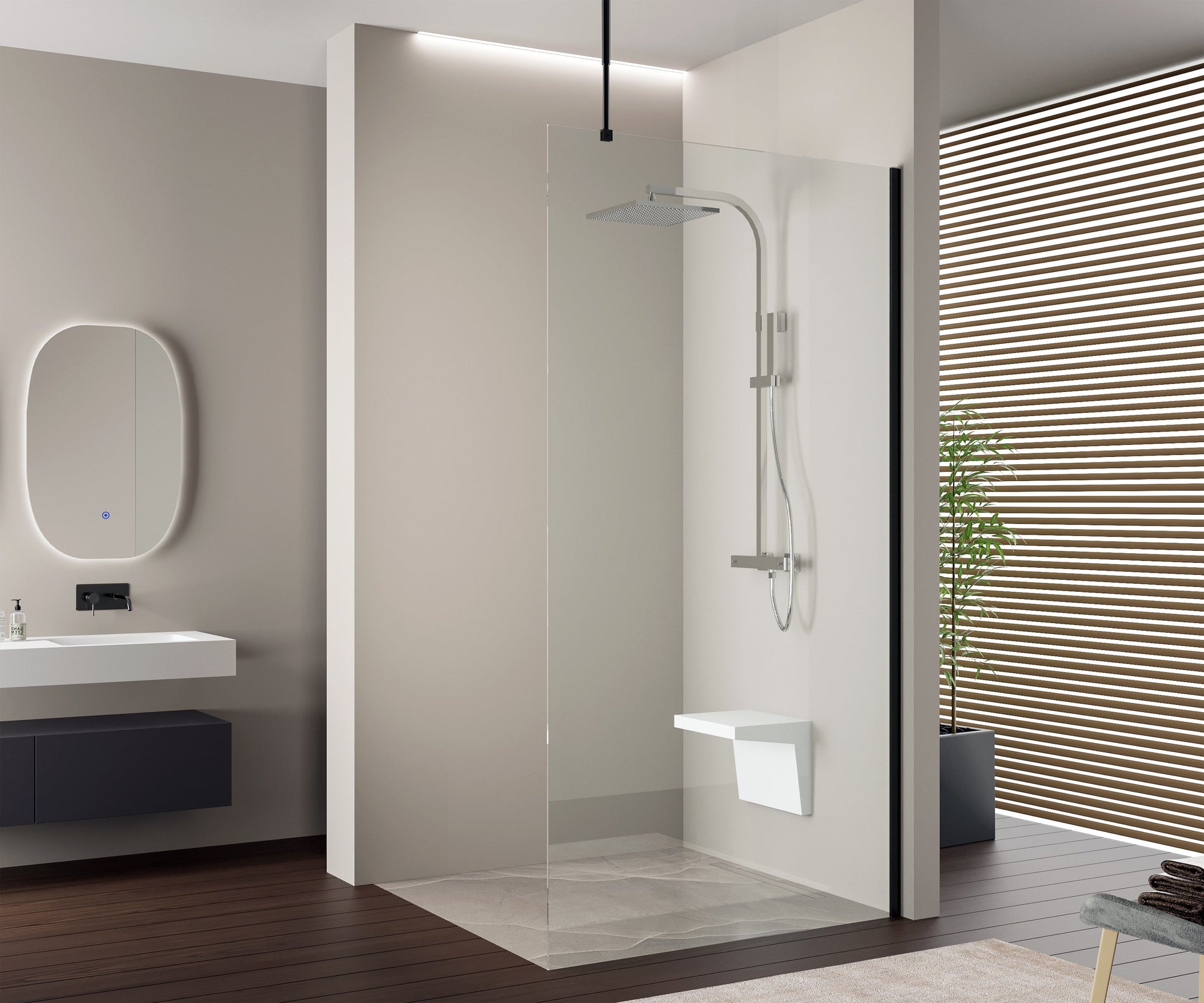 Paroi de douche à l'italienne 10 mm Super White Glass EX103